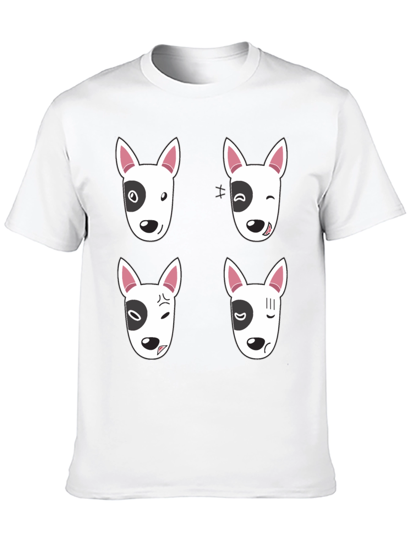 Funny Bull Terrier Emoji Black T-Shirt