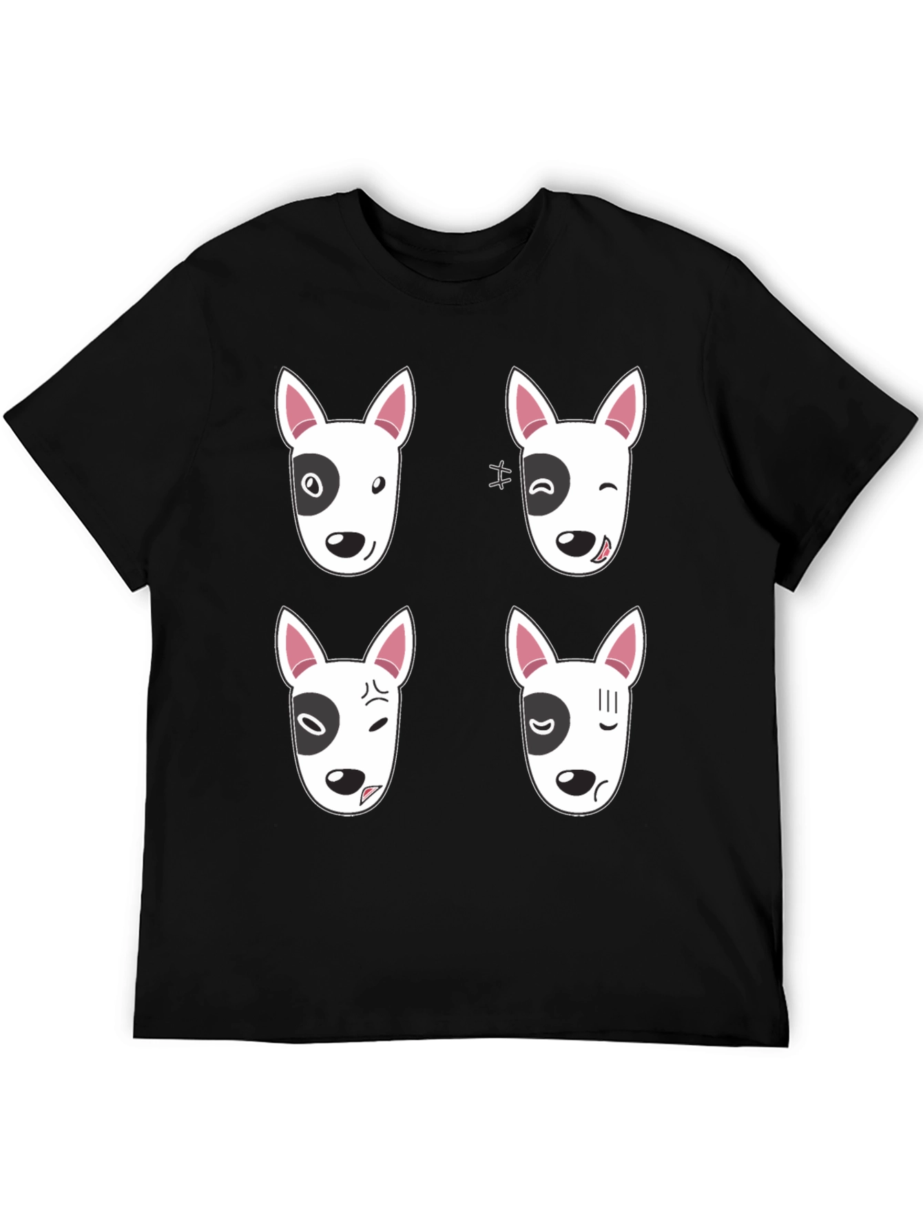Funny Bull Terrier Emoji Black T-Shirt