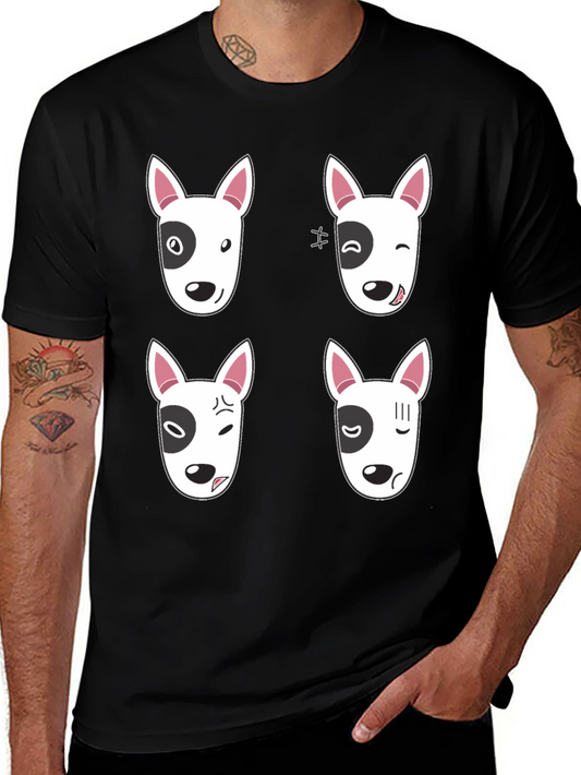 Funny Bull Terrier Emoji Black T-Shirt