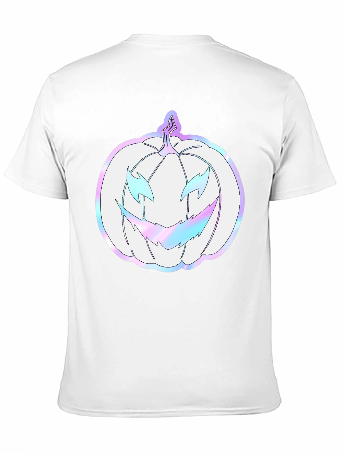 Spooky Season Tee: Holographic Pumpkin Graphic Shirt