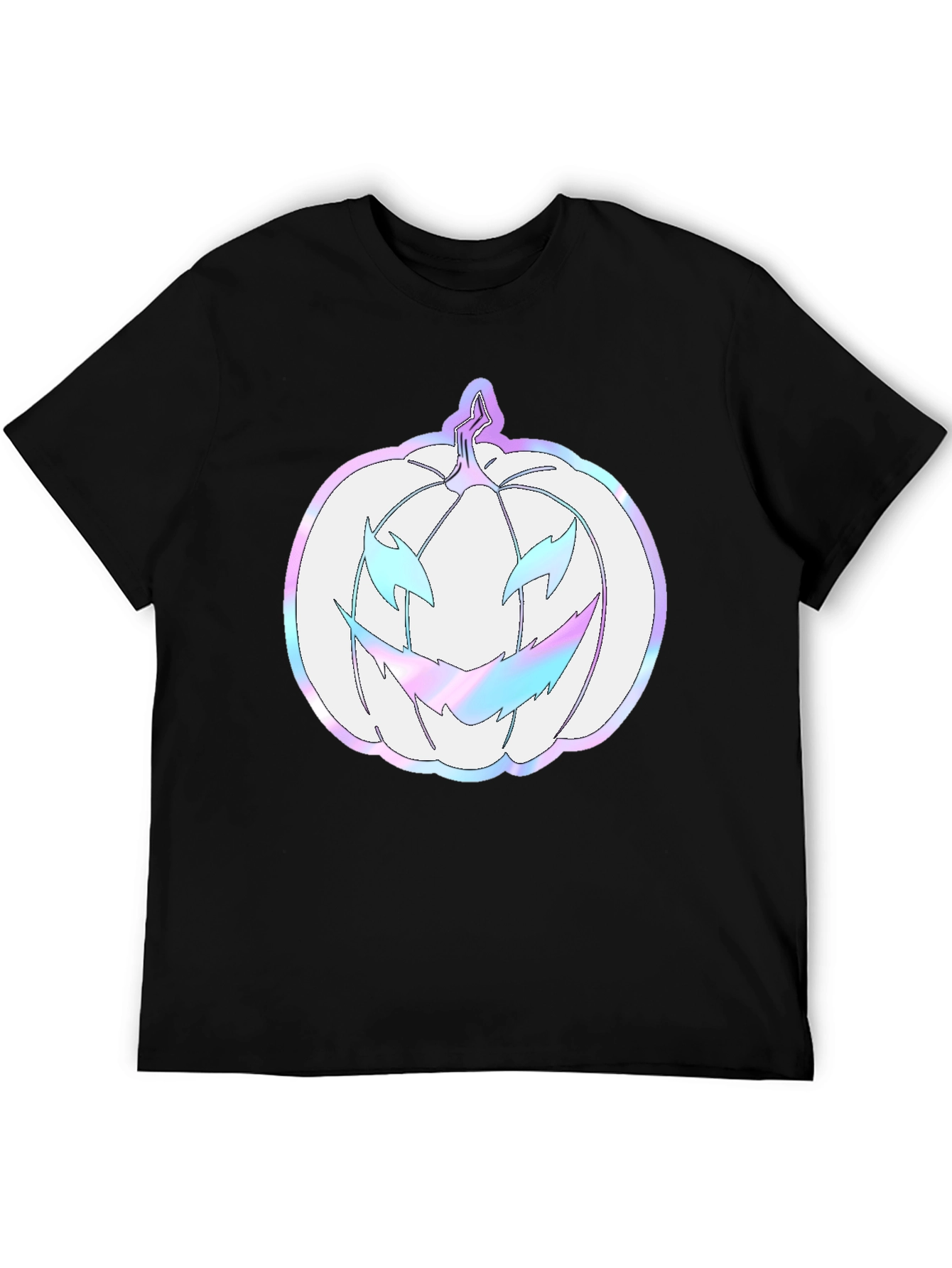 Spooky Season Tee: Holographic Pumpkin Graphic Shirt