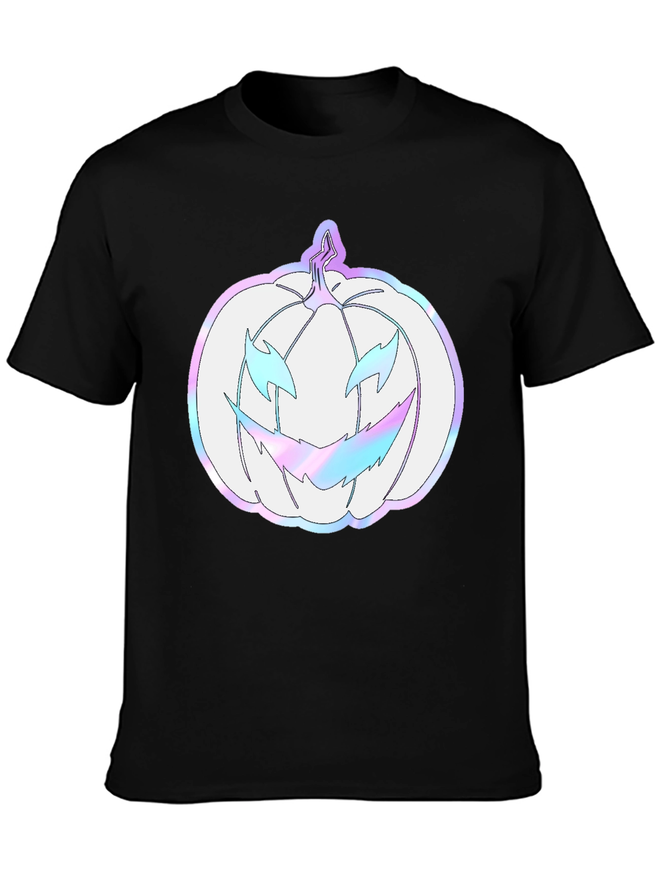 Spooky Season Tee: Holographic Pumpkin Graphic Shirt