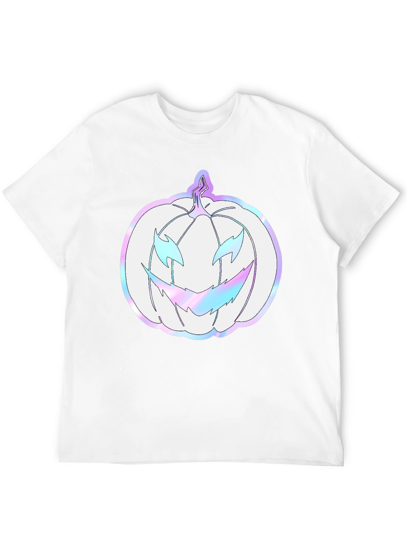 Spooky Season Tee: Holographic Pumpkin Graphic Shirt