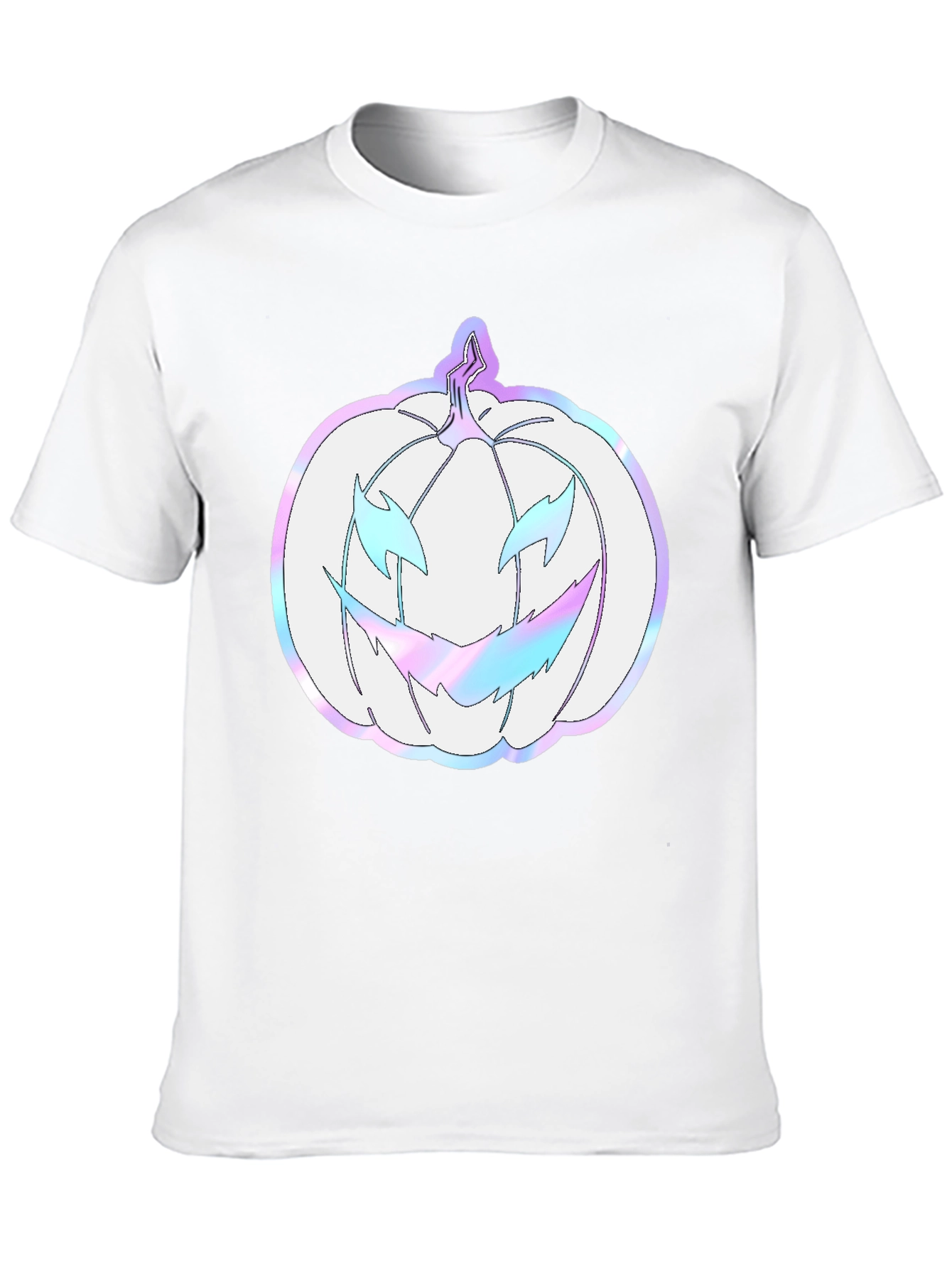 Spooky Season Tee: Holographic Pumpkin Graphic Shirt