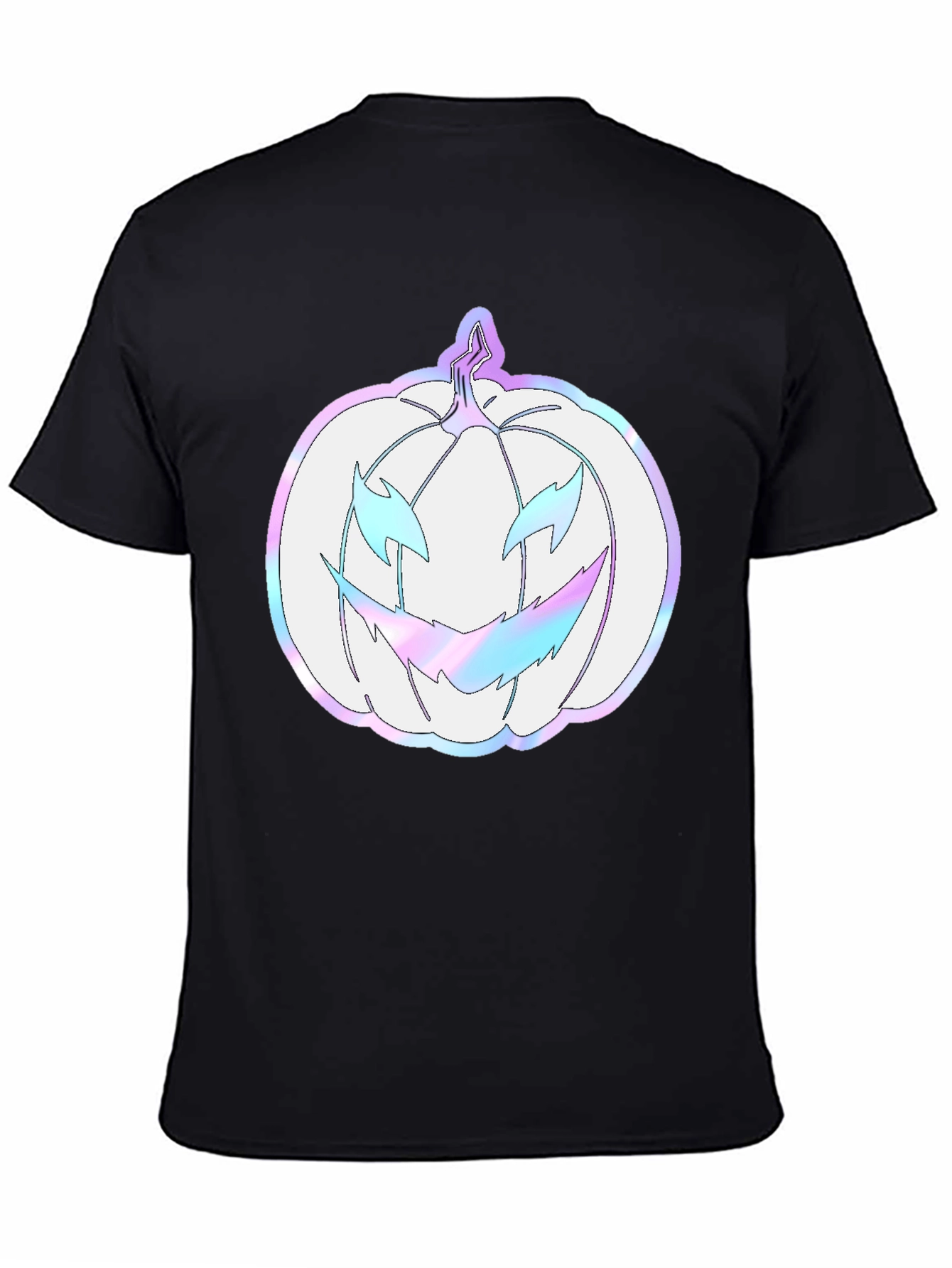 Spooky Season Tee: Holographic Pumpkin Graphic Shirt