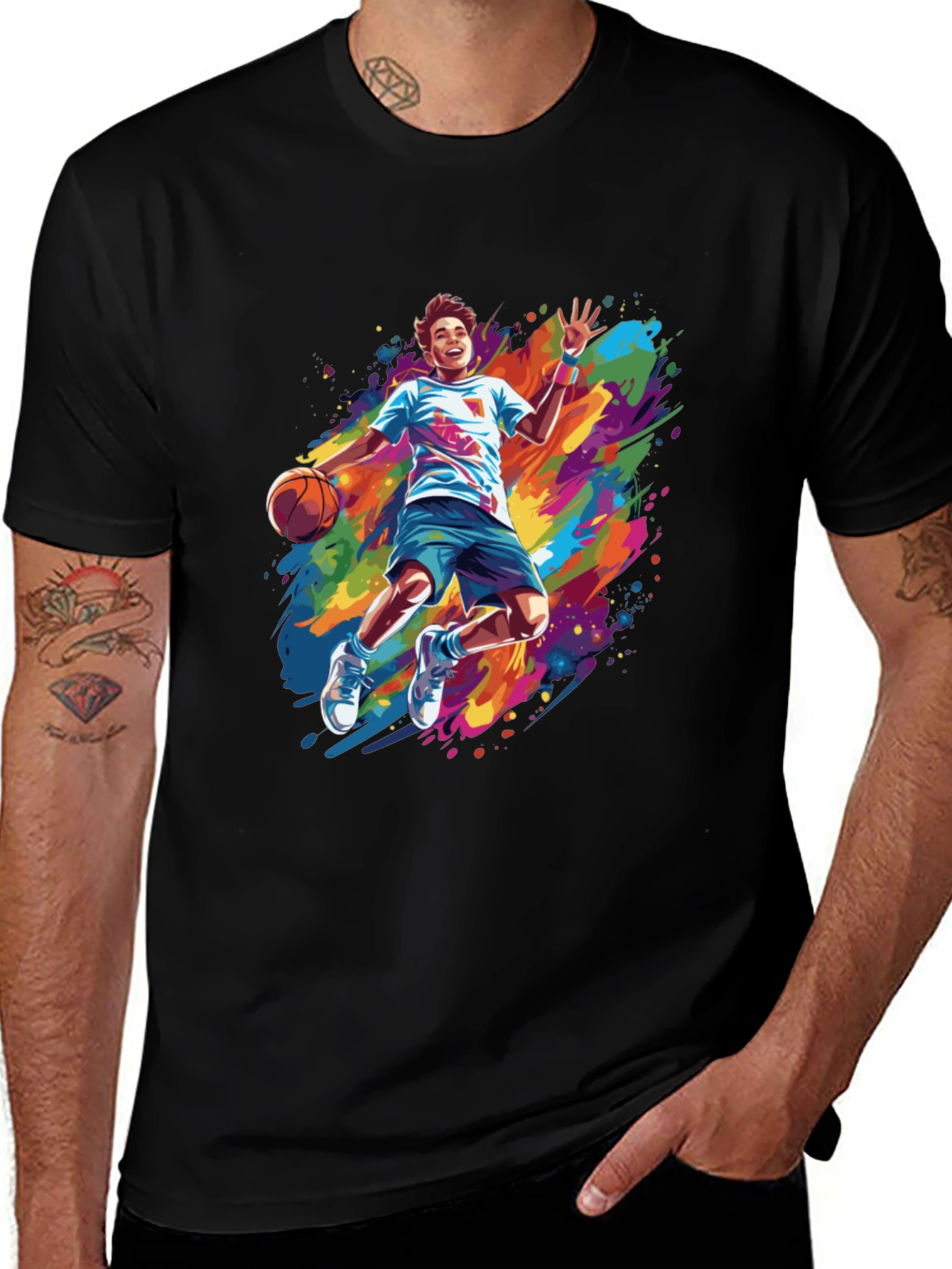 Basketball Player Paint Splatter T-Shirt