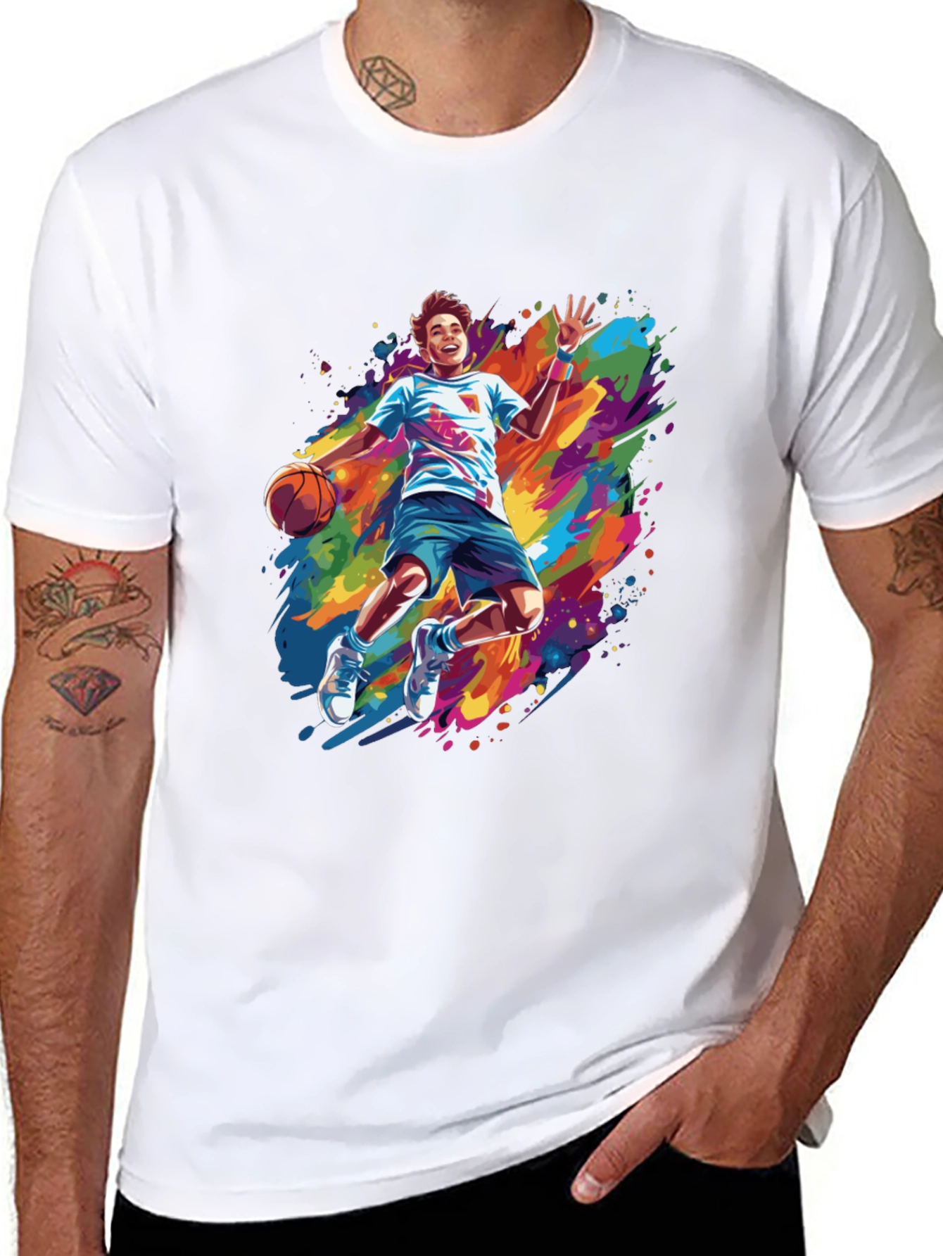 Basketball Player Paint Splatter T-Shirt