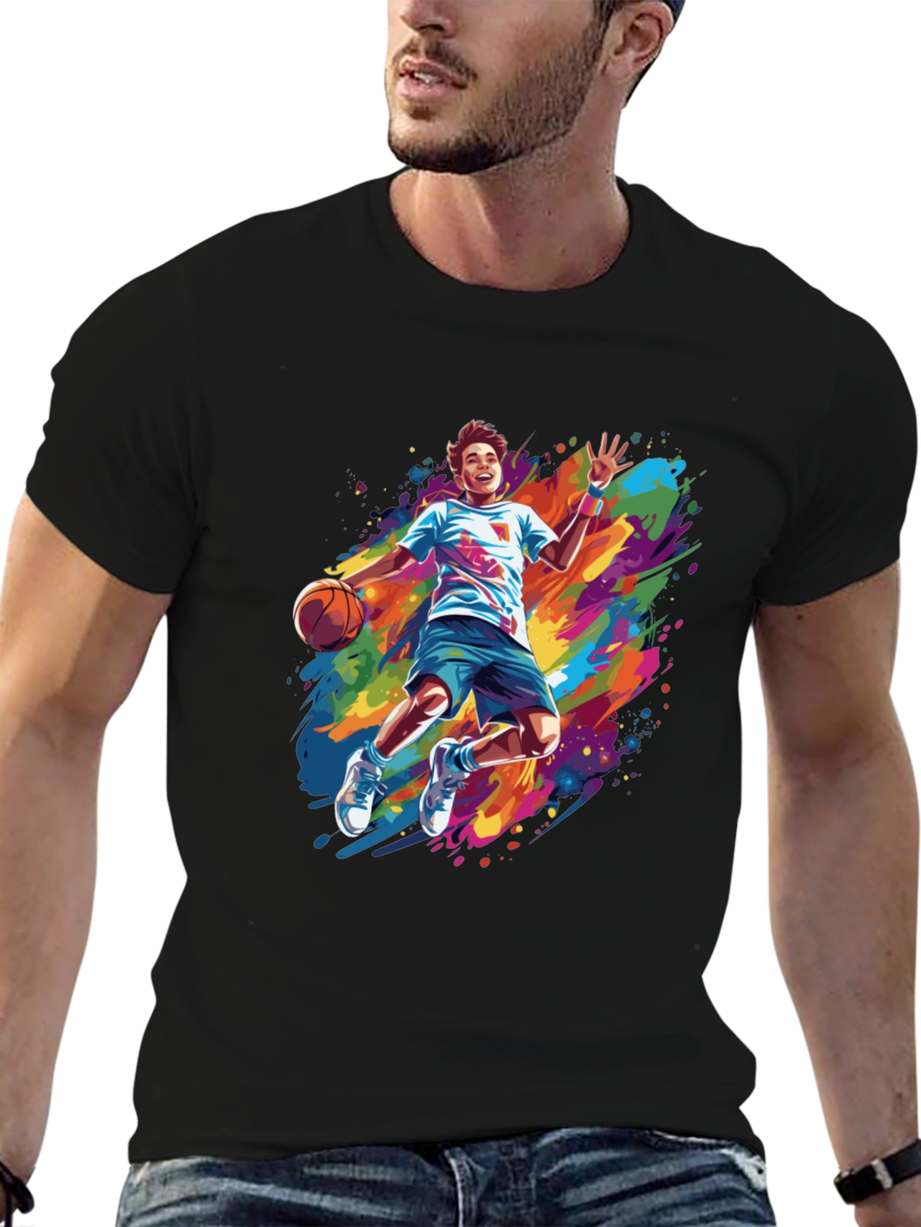 Basketball Player Paint Splatter T-Shirt
