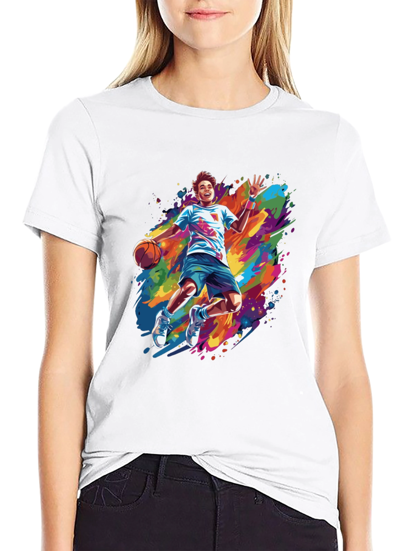 Basketball Player Paint Splatter T-Shirt