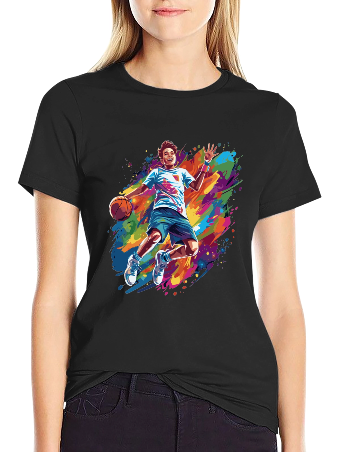 Basketball Player Paint Splatter T-Shirt