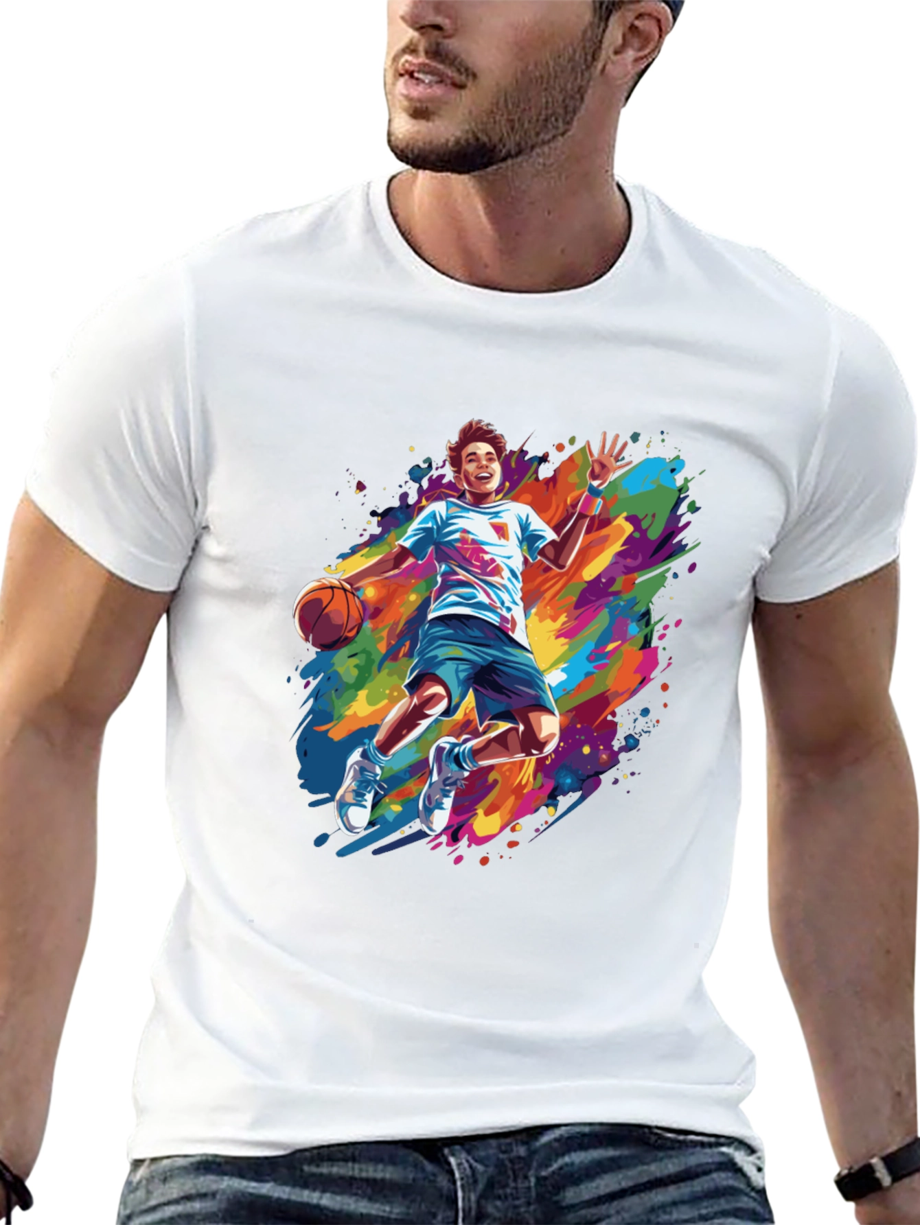 Basketball Player Paint Splatter T-Shirt