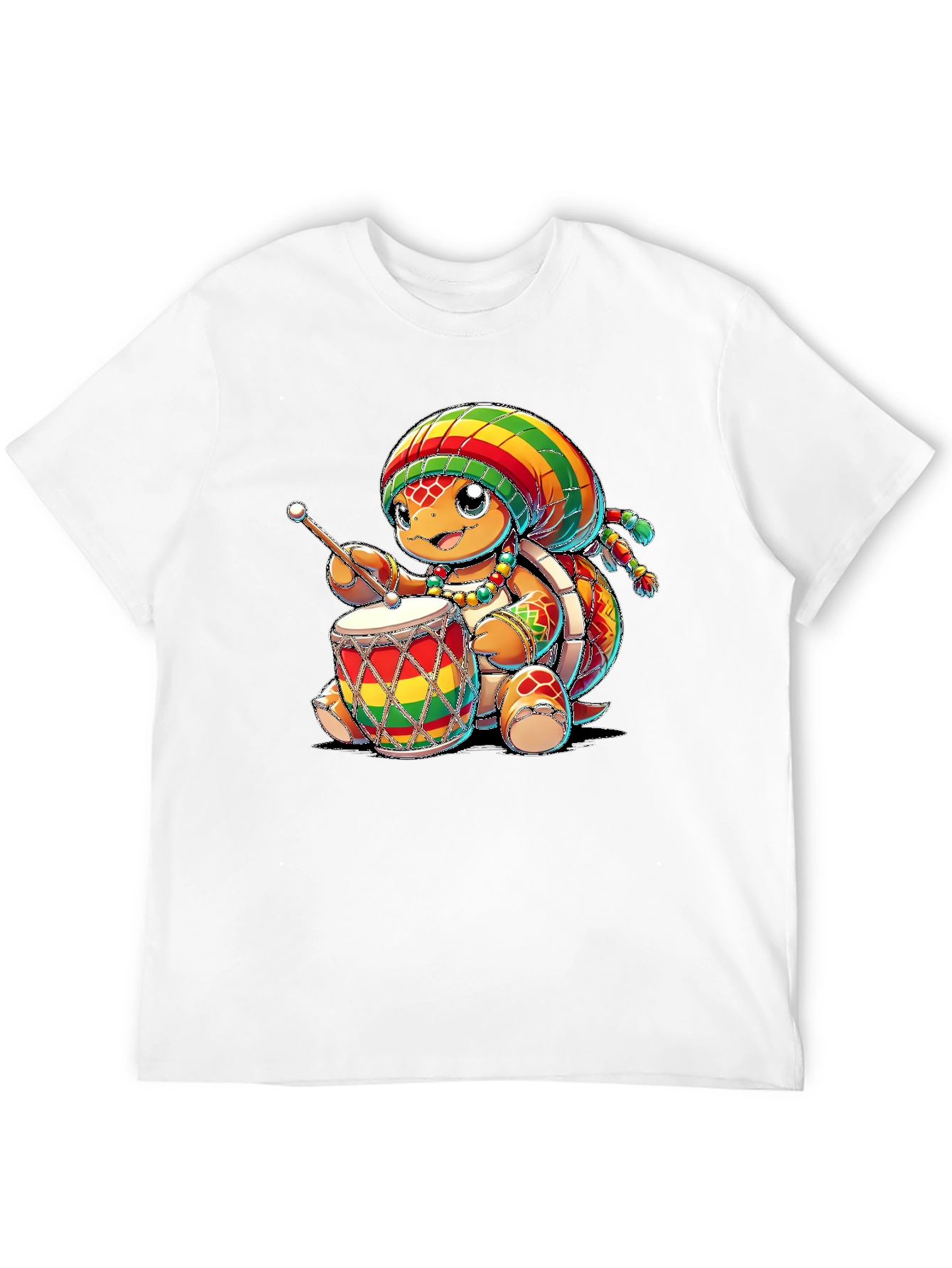 Rasta Turtle Drummer Graphic T-Shirt