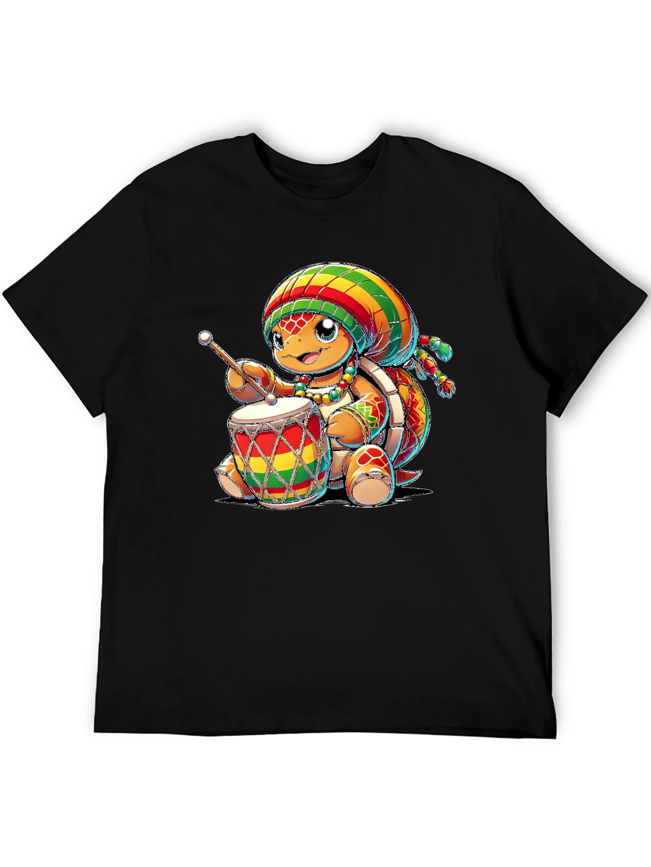 Rasta Turtle Drummer Graphic T-Shirt