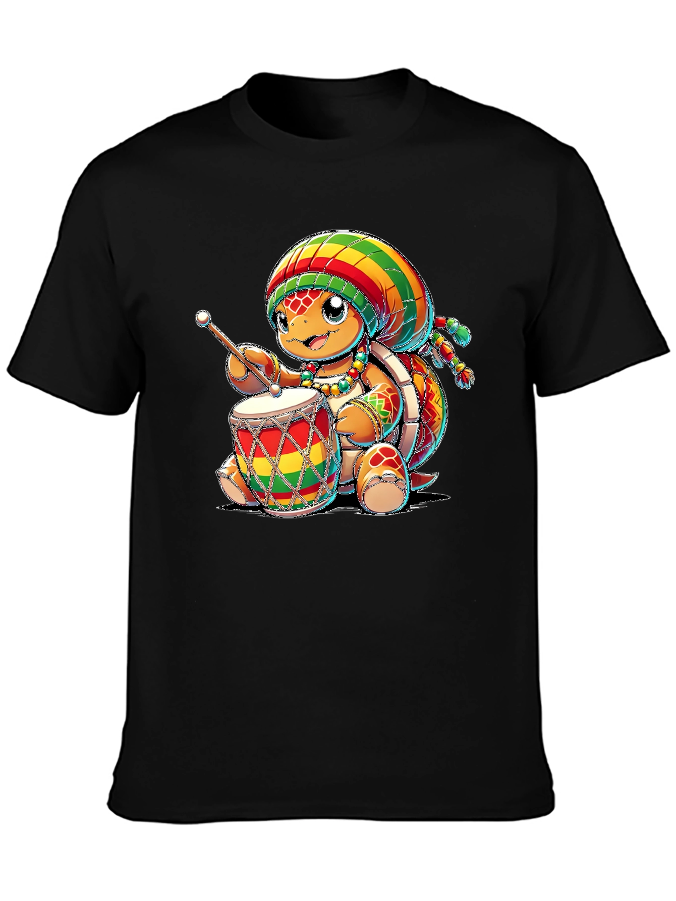 Rasta Turtle Drummer Graphic T-Shirt