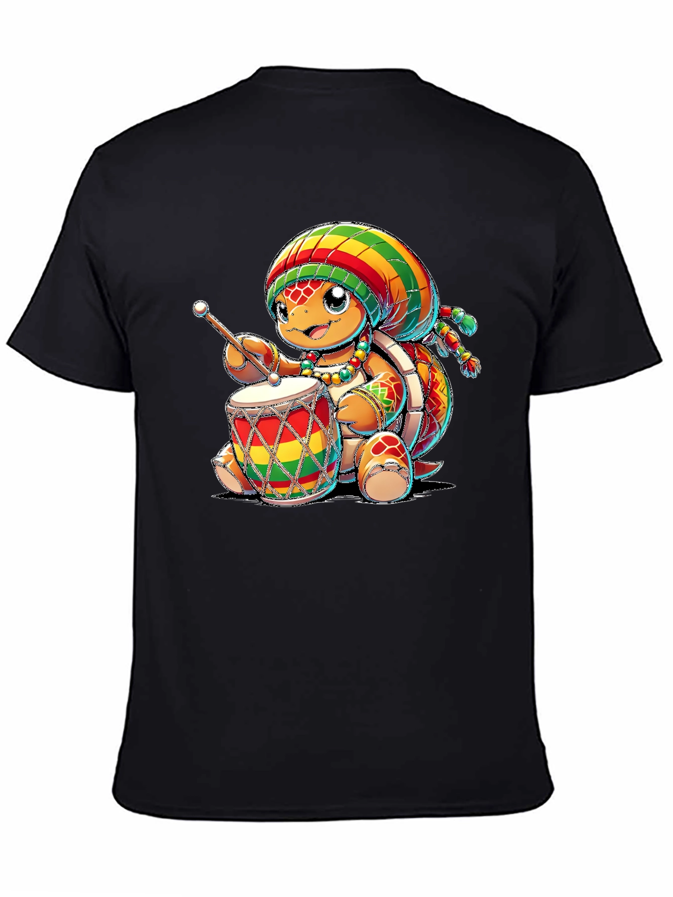 Rasta Turtle Drummer Graphic T-Shirt