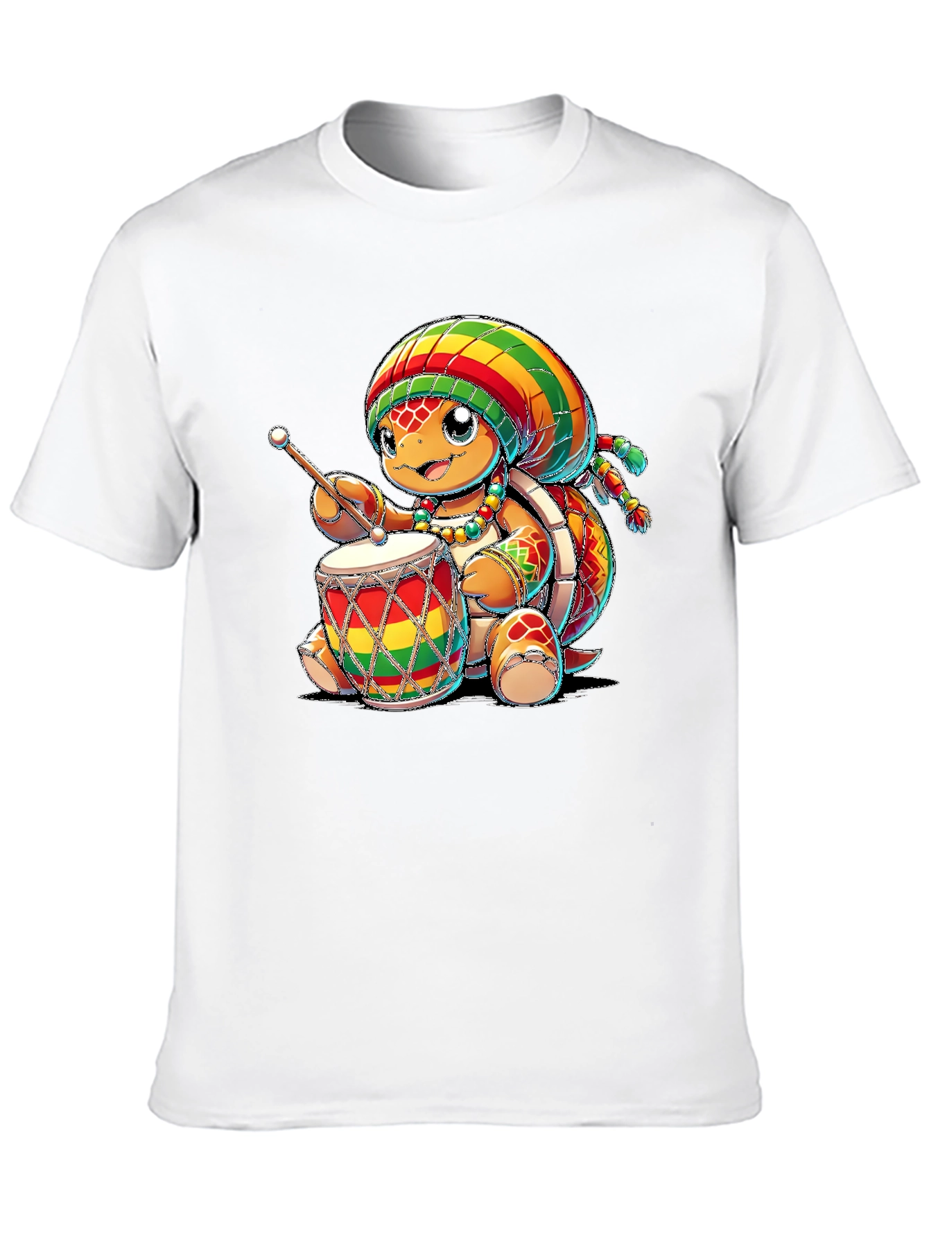 Rasta Turtle Drummer Graphic T-Shirt