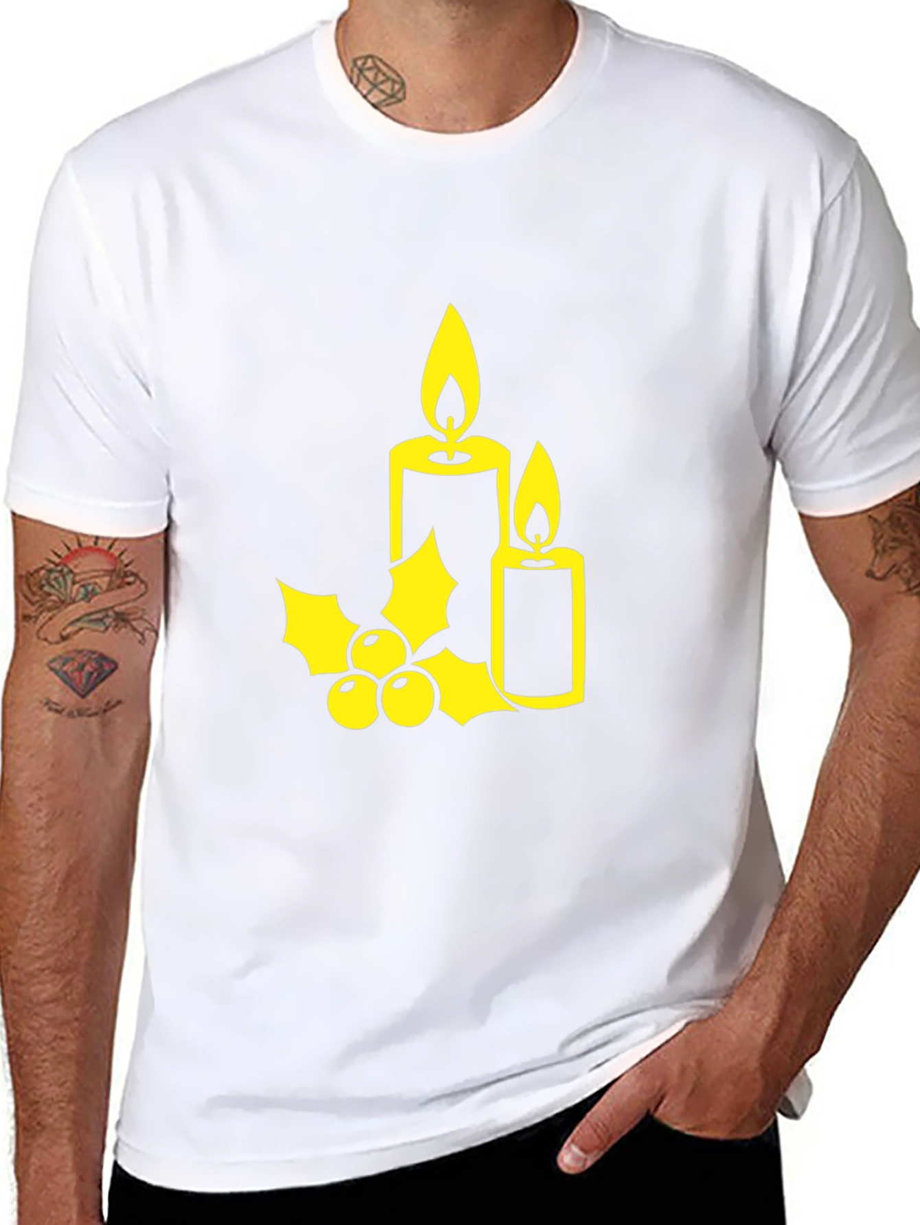 Festive Holiday Candle Graphic Tee