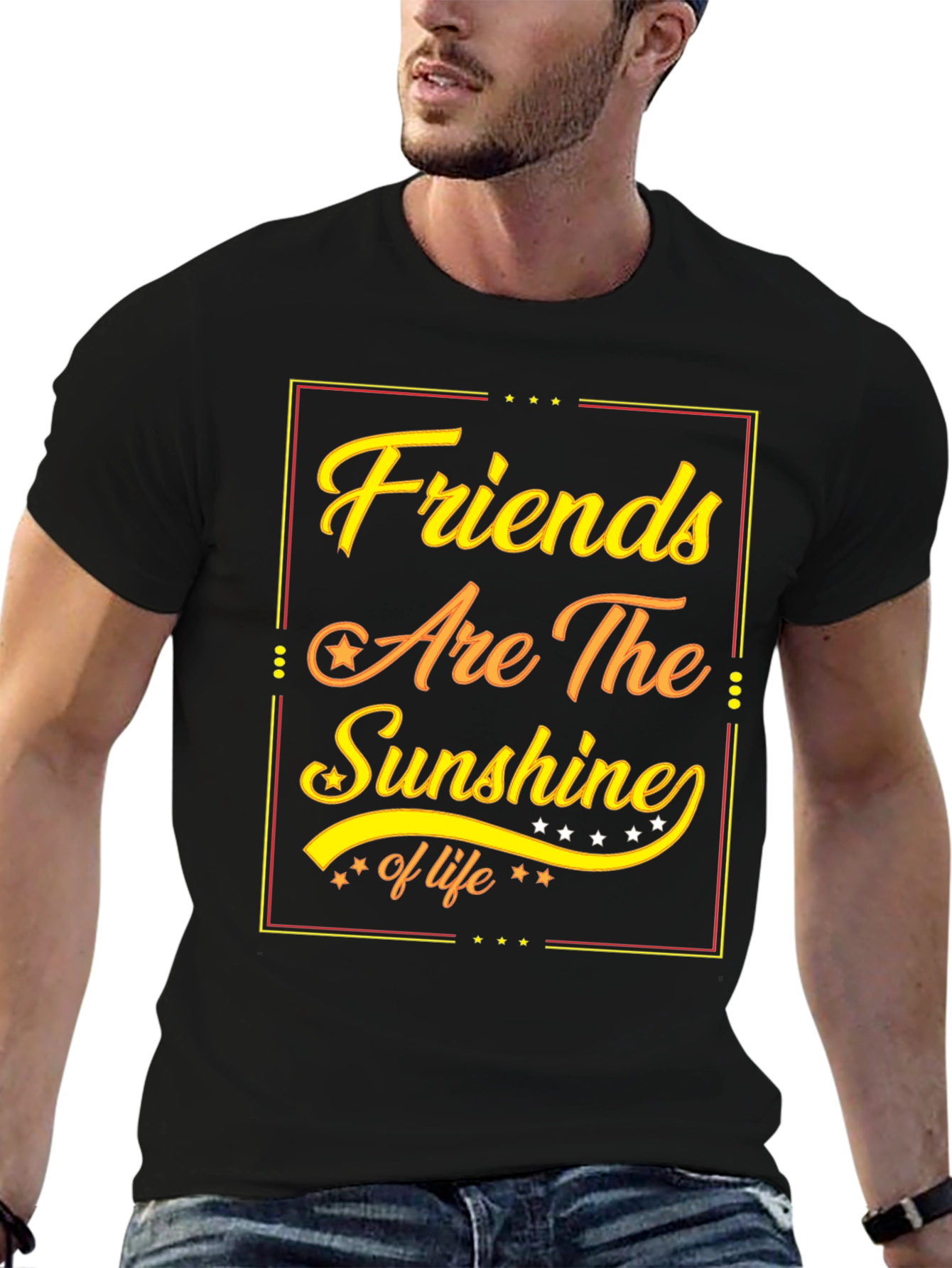 Friends Are The Sunshine of Life Black T-Shirt