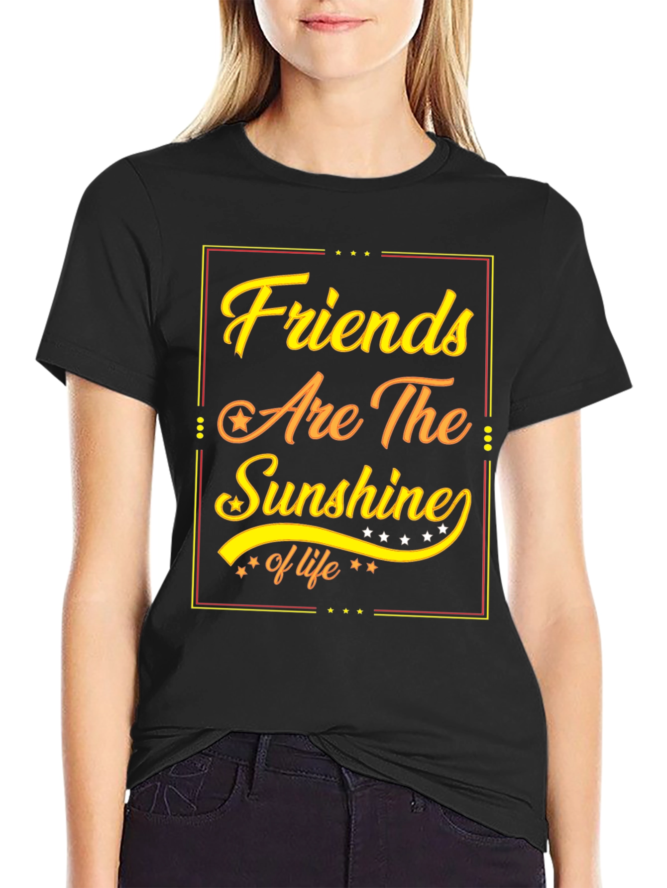 Friends Are The Sunshine of Life Black T-Shirt