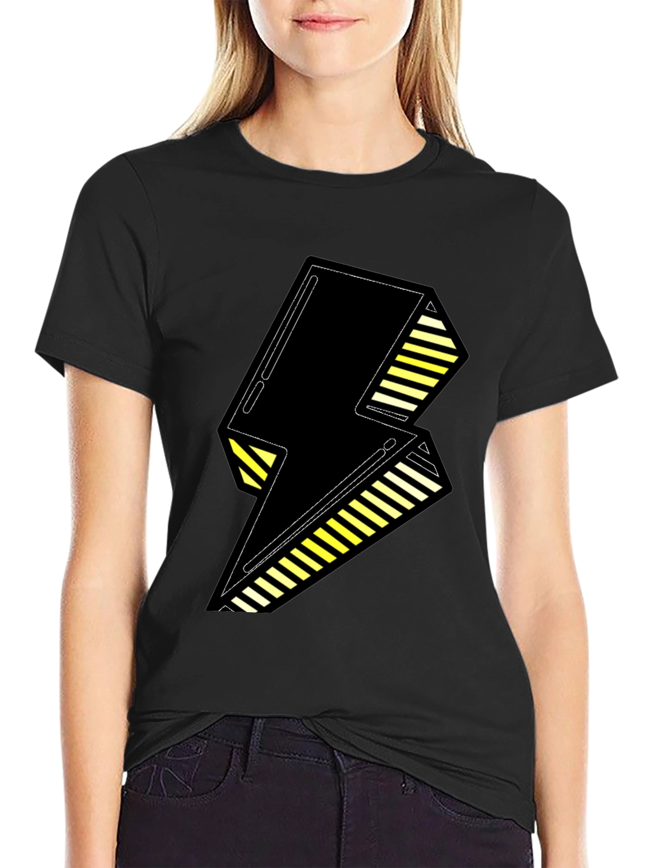 Bold Black Lightning Bolt Graphic Tee