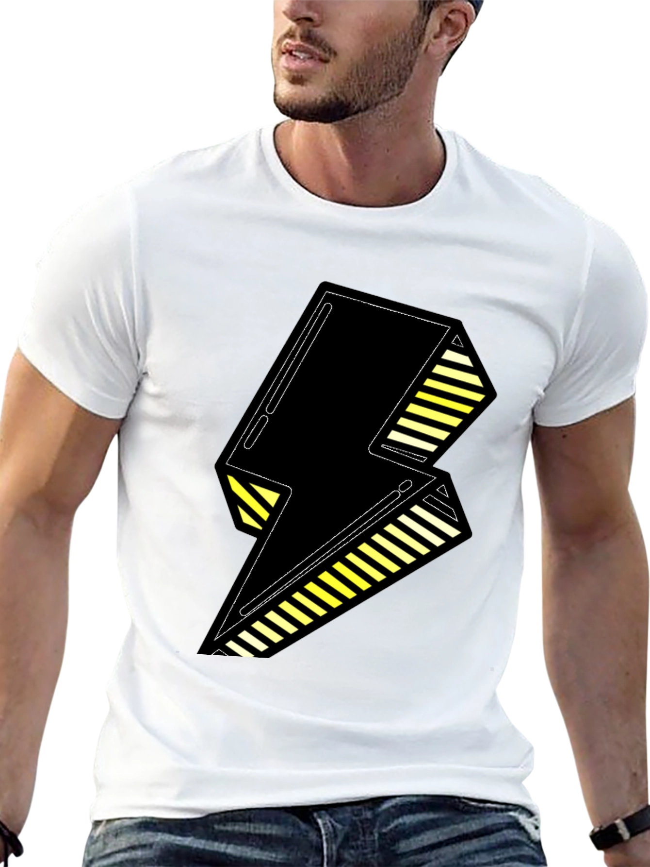 Bold Black Lightning Bolt Graphic Tee