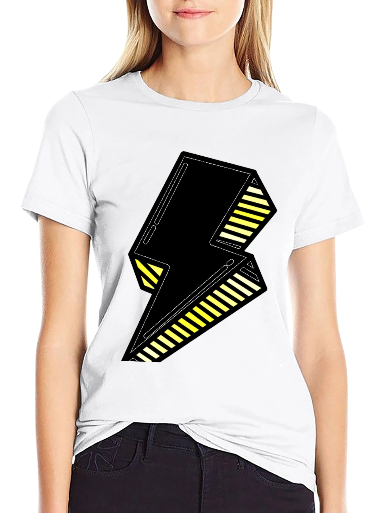 Bold Black Lightning Bolt Graphic Tee