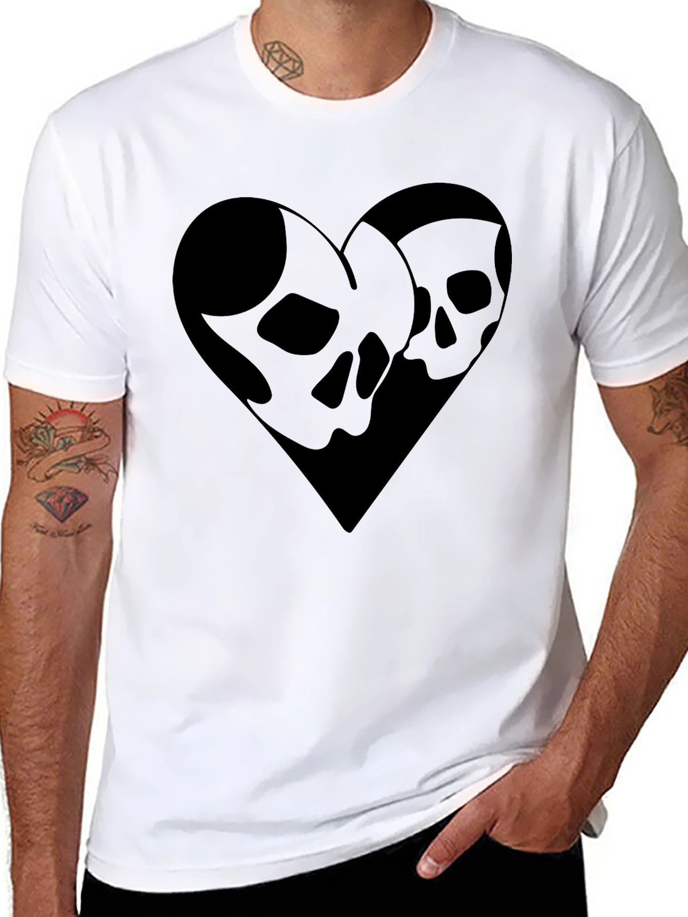 Skull Heart Graphic Tee - Stylish Black T-Shirt
