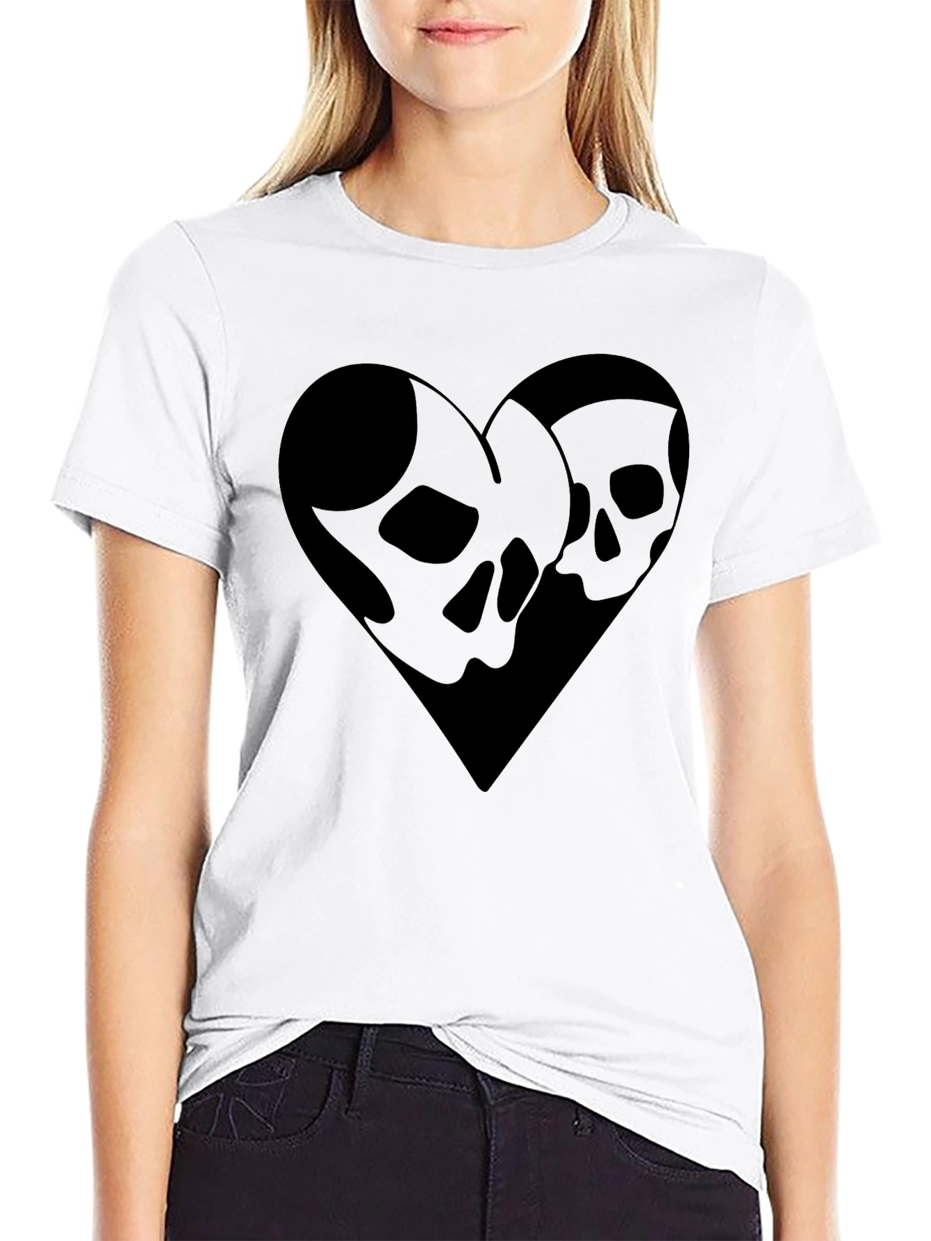 Skull Heart Graphic Tee - Stylish Black T-Shirt