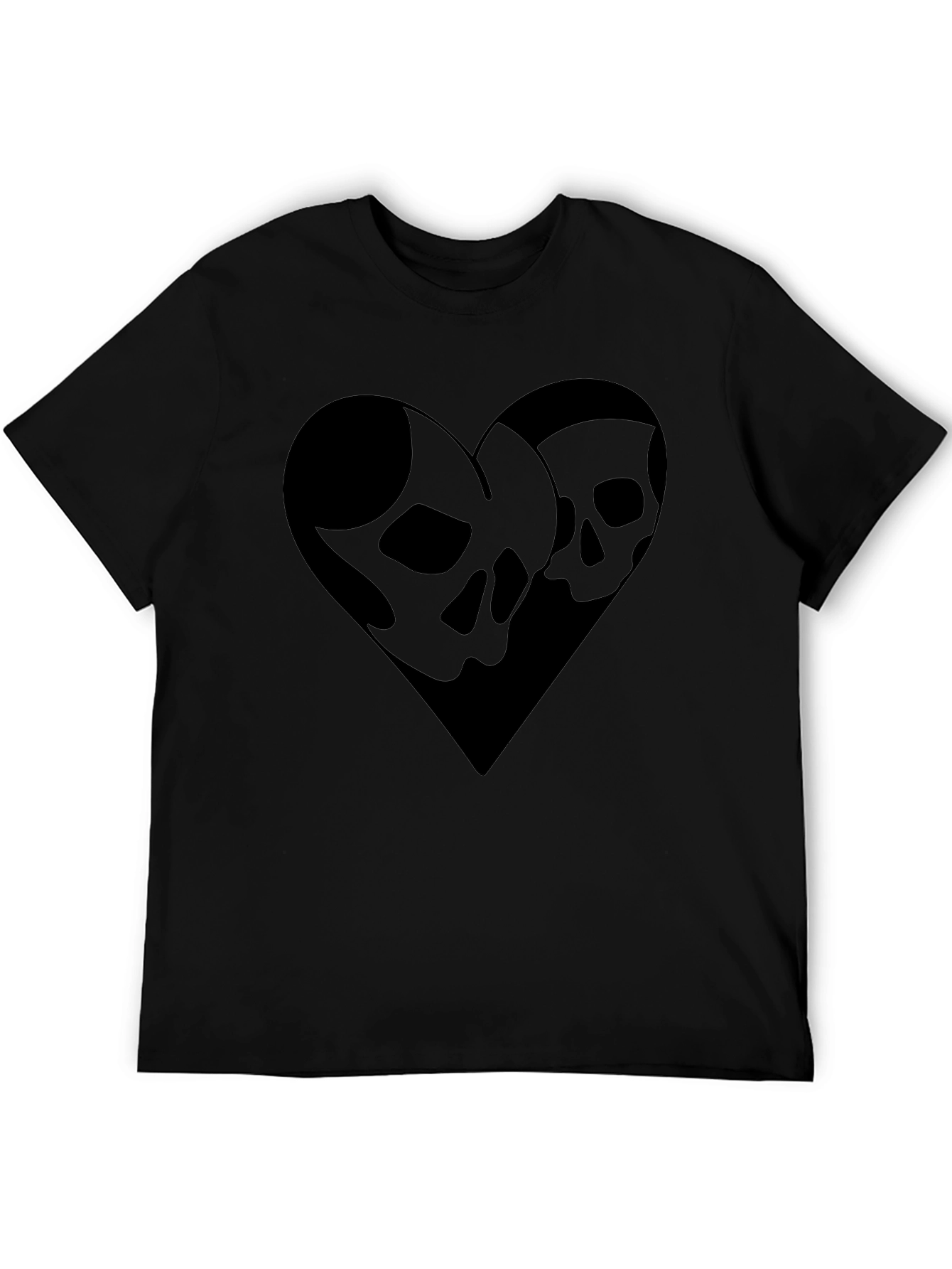 Skull Heart Graphic Tee - Stylish Black T-Shirt