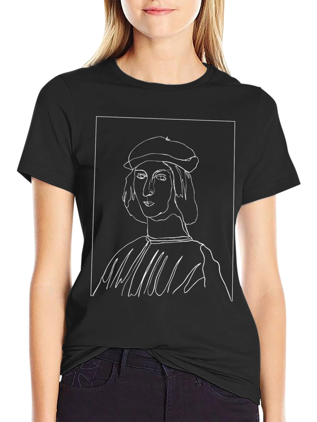 Renaissance Art T-Shirt - Minimalist Line Drawing