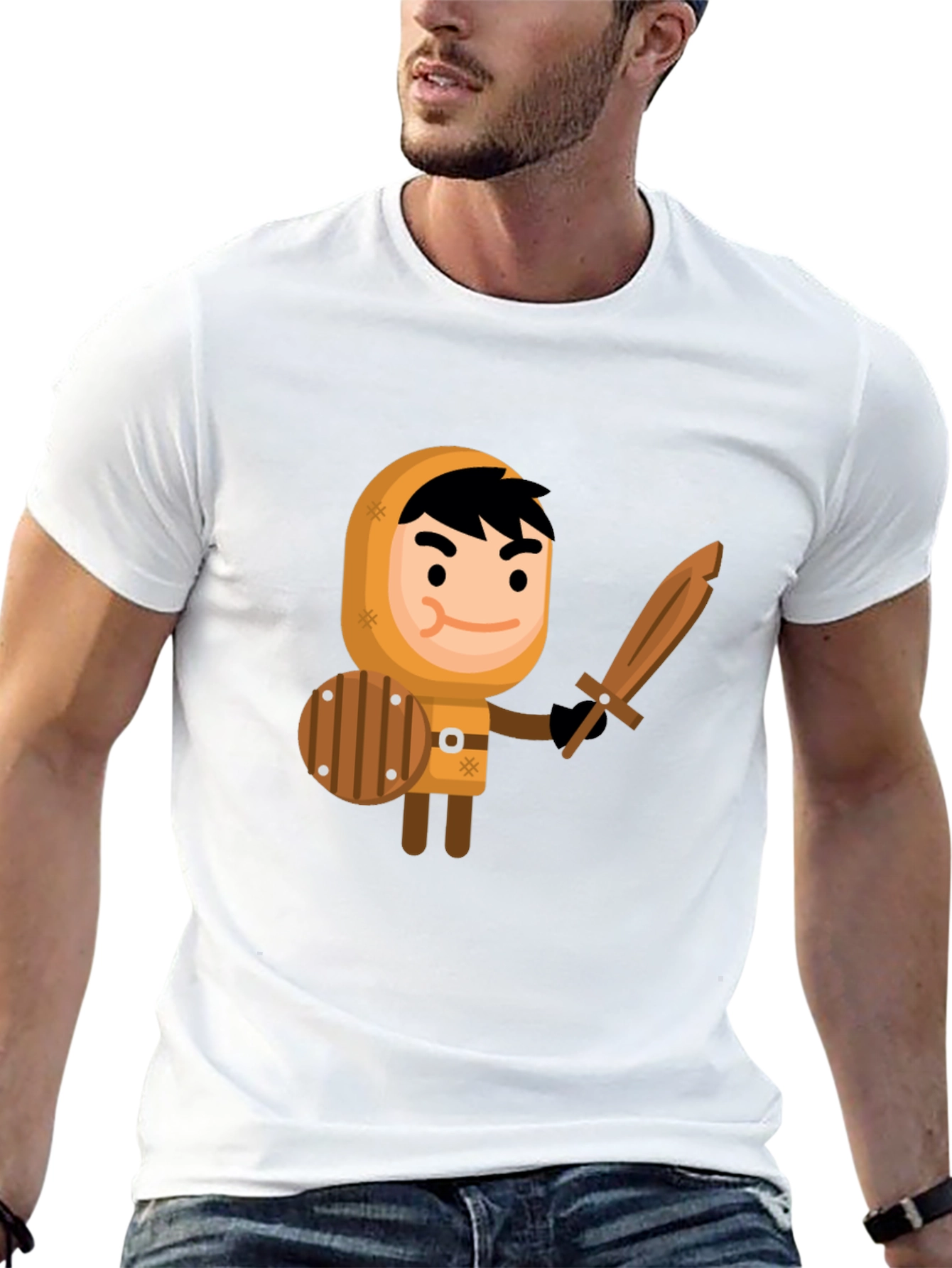 Cartoon Knight Graphic Tee - Fun Unique Design