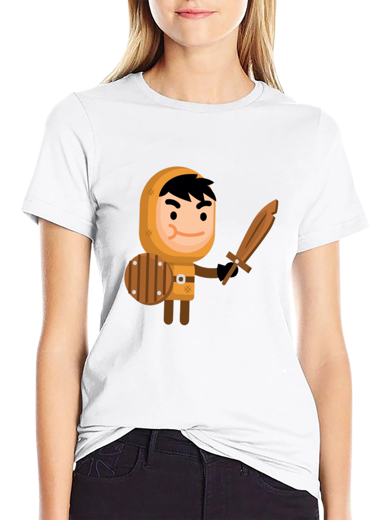 Cartoon Knight Graphic Tee - Fun Unique Design