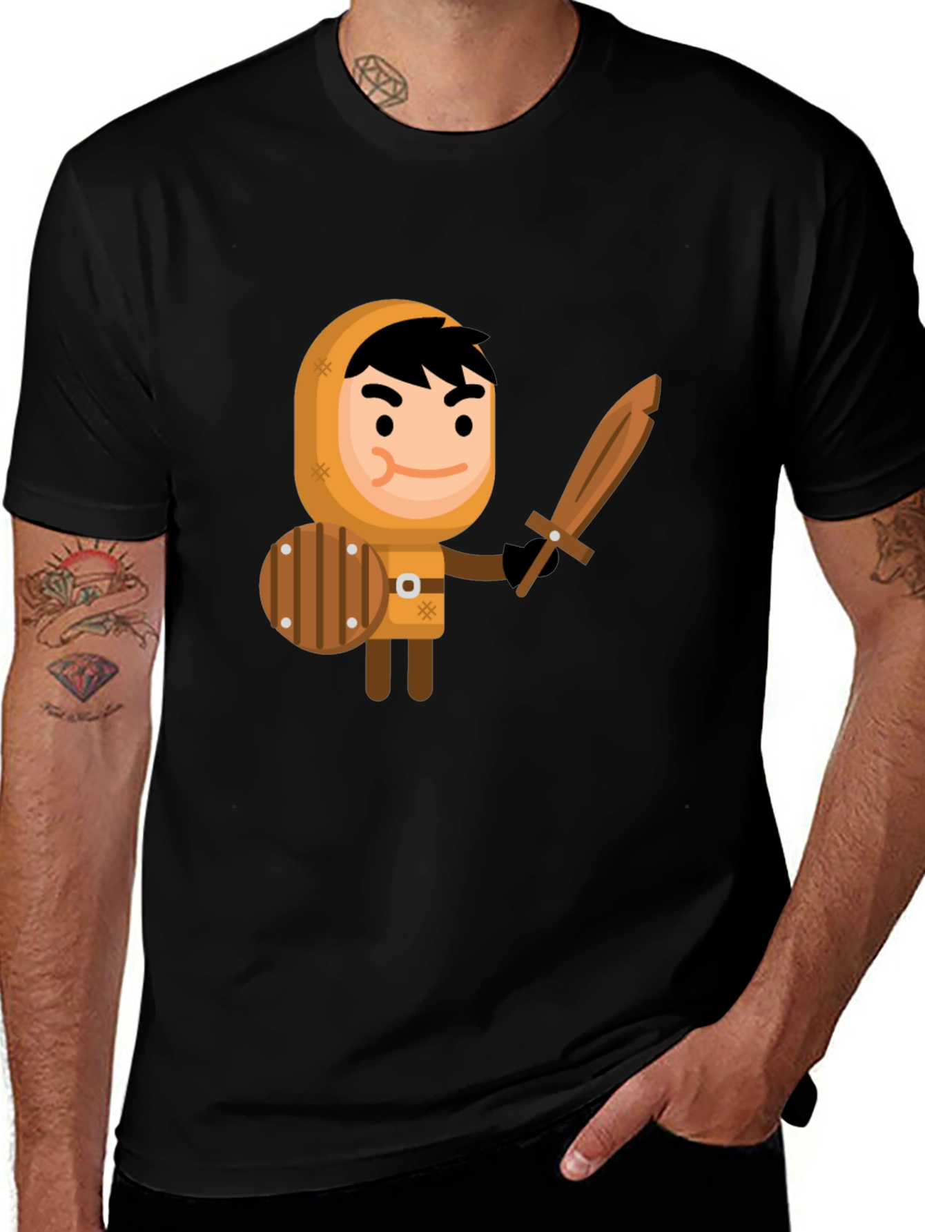 Cartoon Knight Graphic Tee - Fun Unique Design