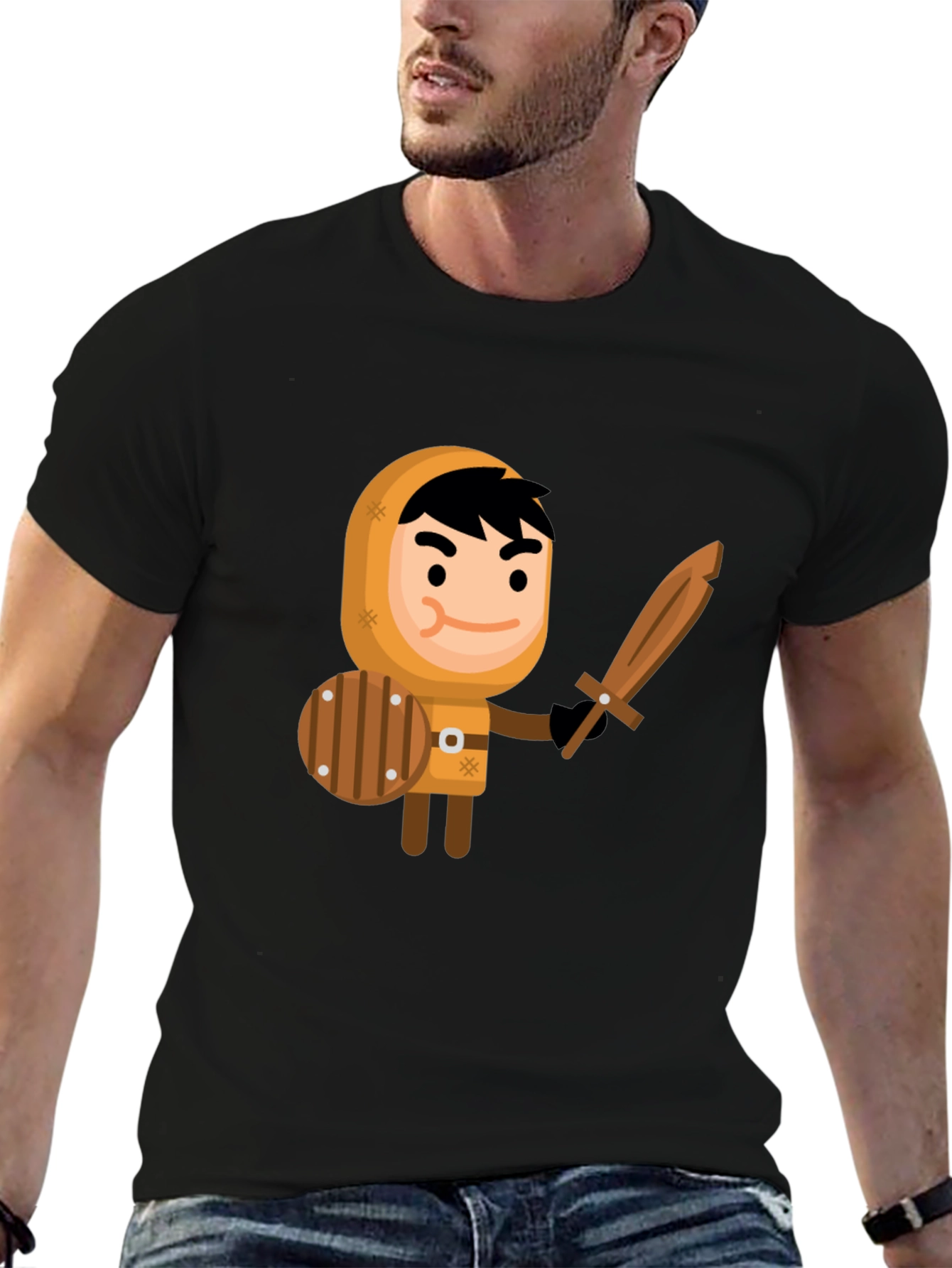 Cartoon Knight Graphic Tee - Fun Unique Design