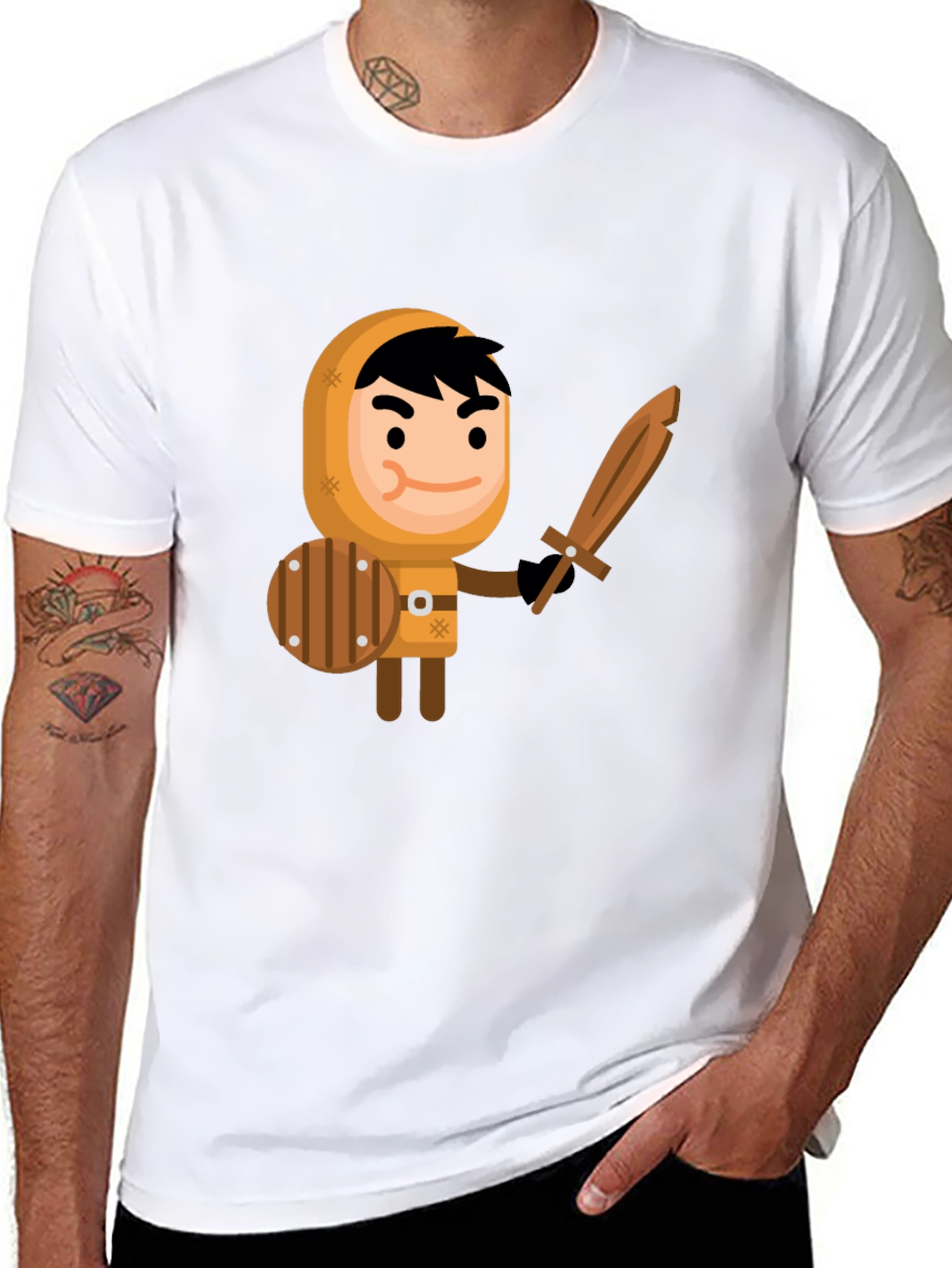 Cartoon Knight Graphic Tee - Fun Unique Design