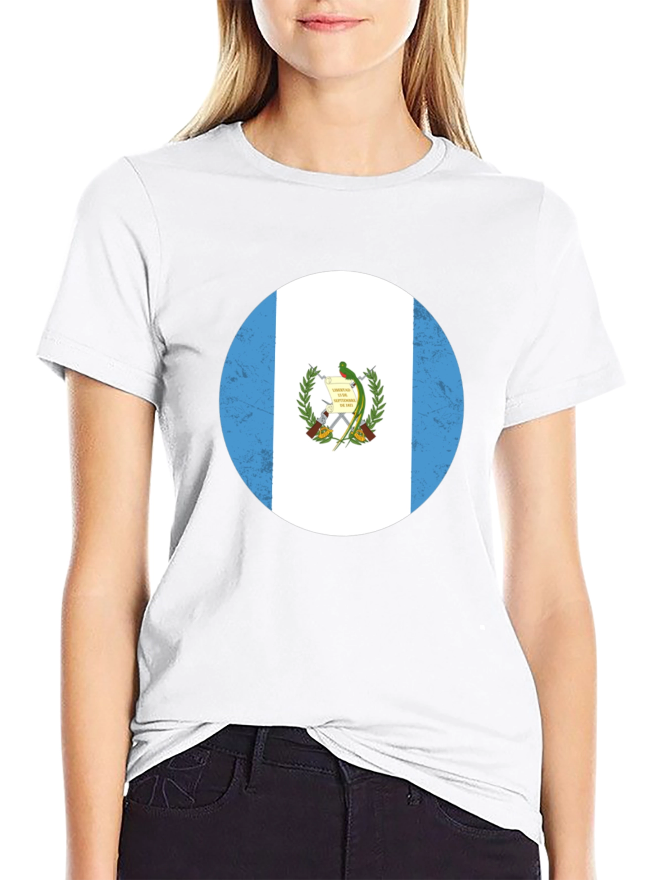 Guatemala Flag Graphic Tee - Black Cotton T-Shirt