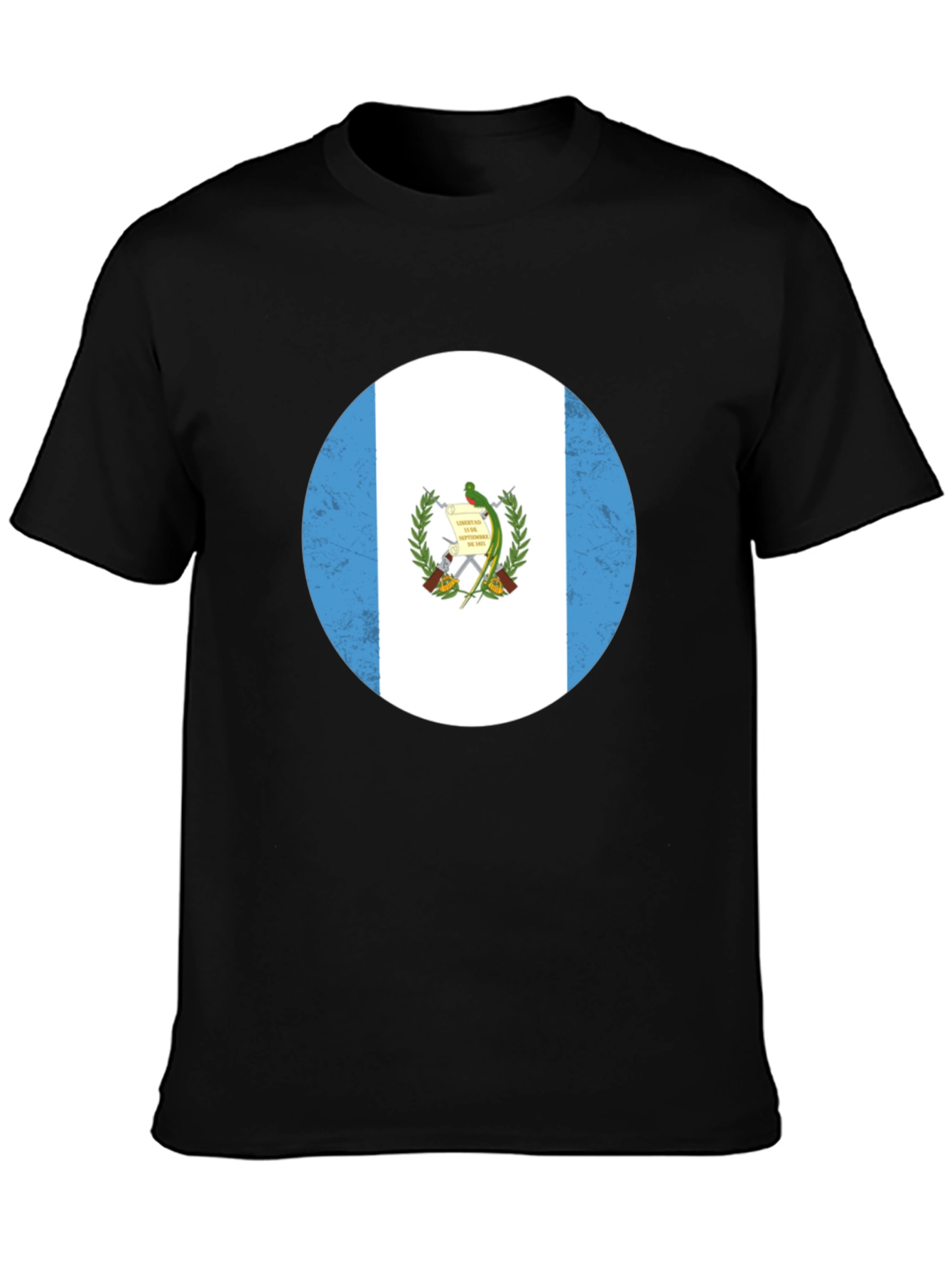 Guatemala Flag Graphic Tee - Black Cotton T-Shirt