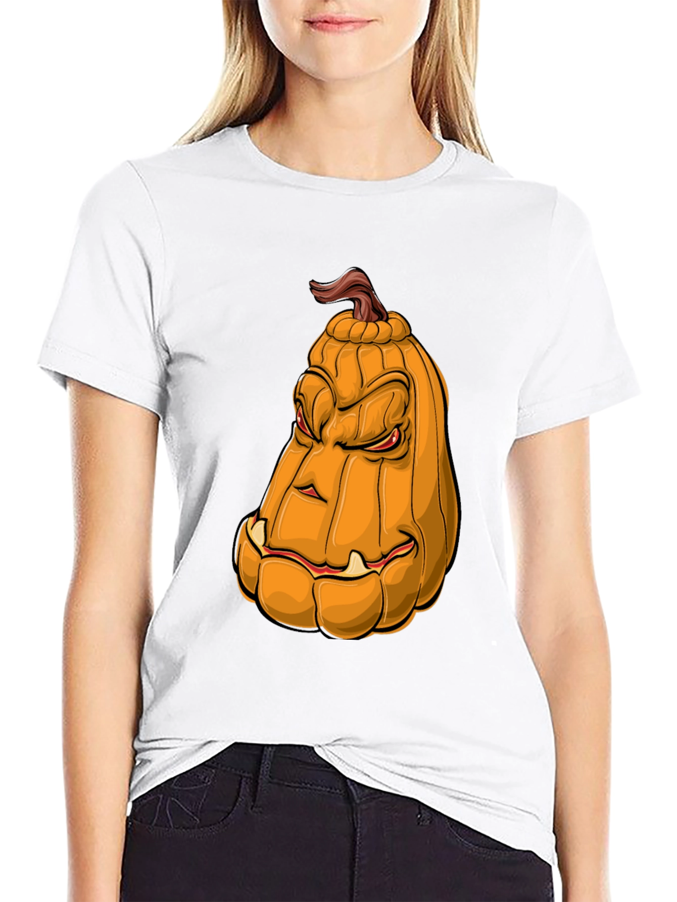 Mens Pumpkin Face Graphic Tee - Halloween Style
