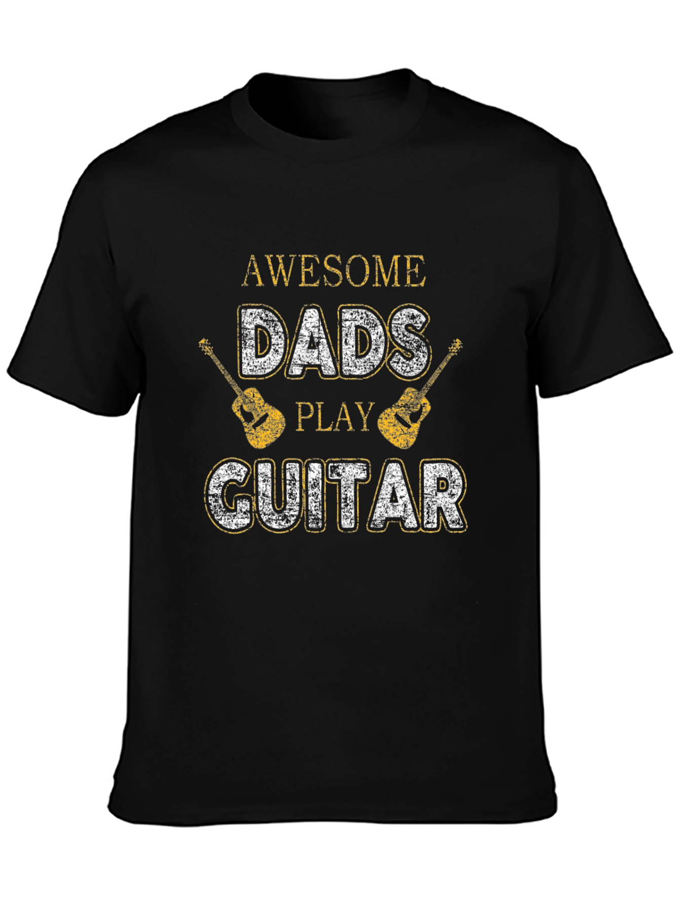 Awesome Dads Play Guitar Black Graphic T-Shirt