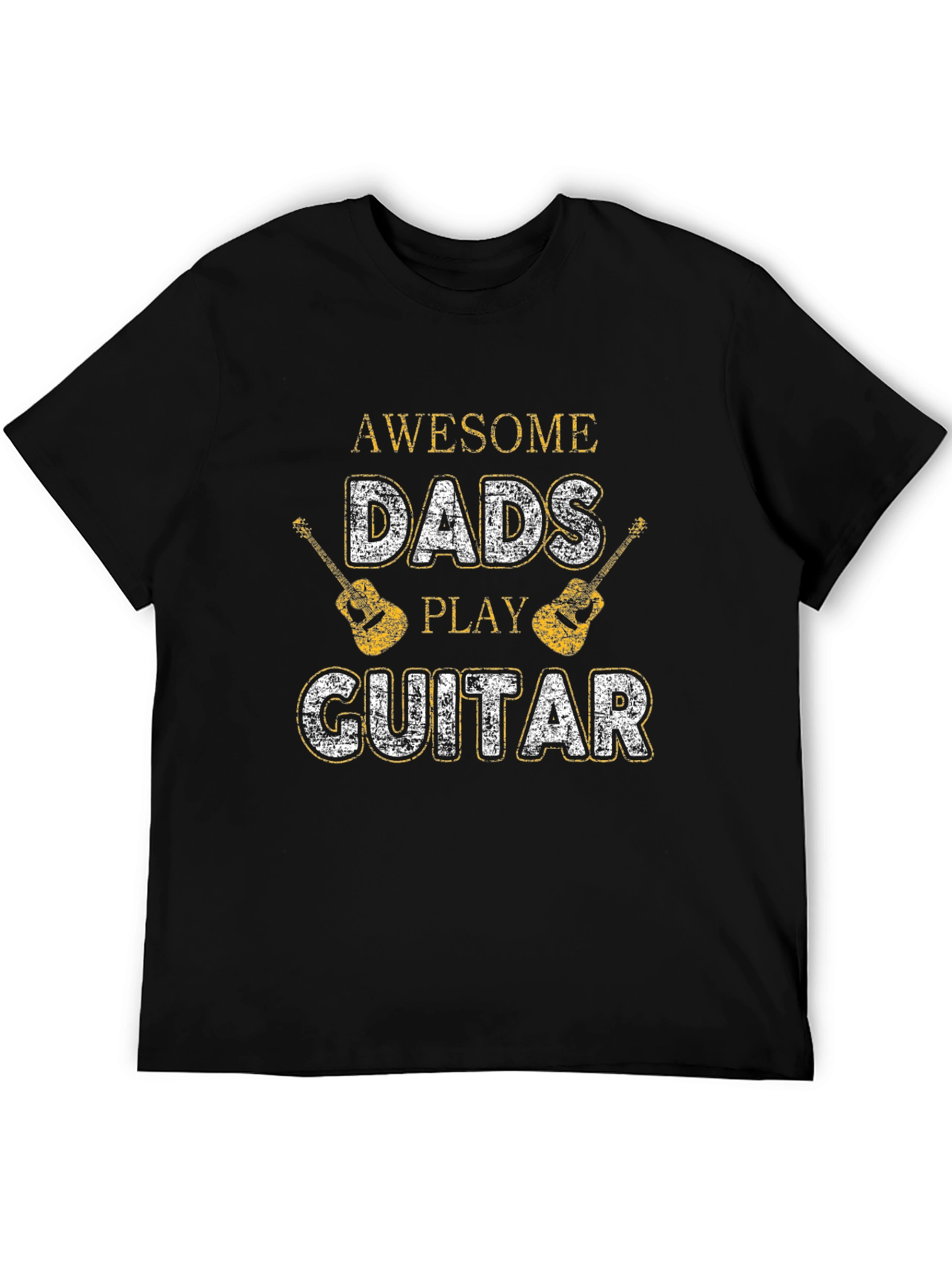 Awesome Dads Play Guitar Black Graphic T-Shirt