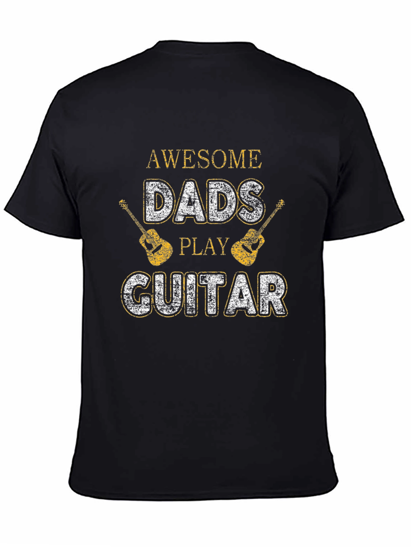 Awesome Dads Play Guitar Black Graphic T-Shirt