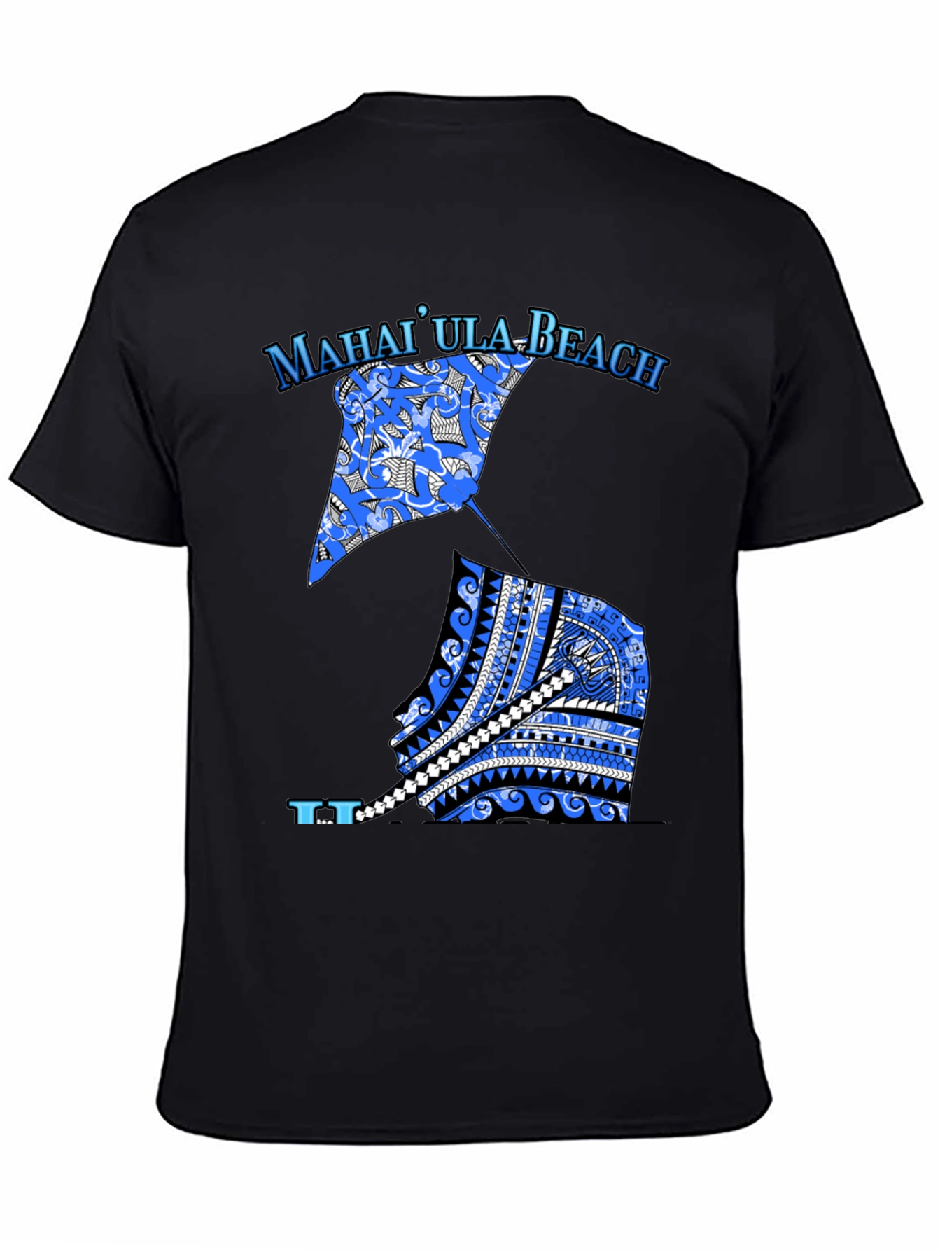 MahaiUla Beach Graphic Tee - Black Cotton T-Shirt