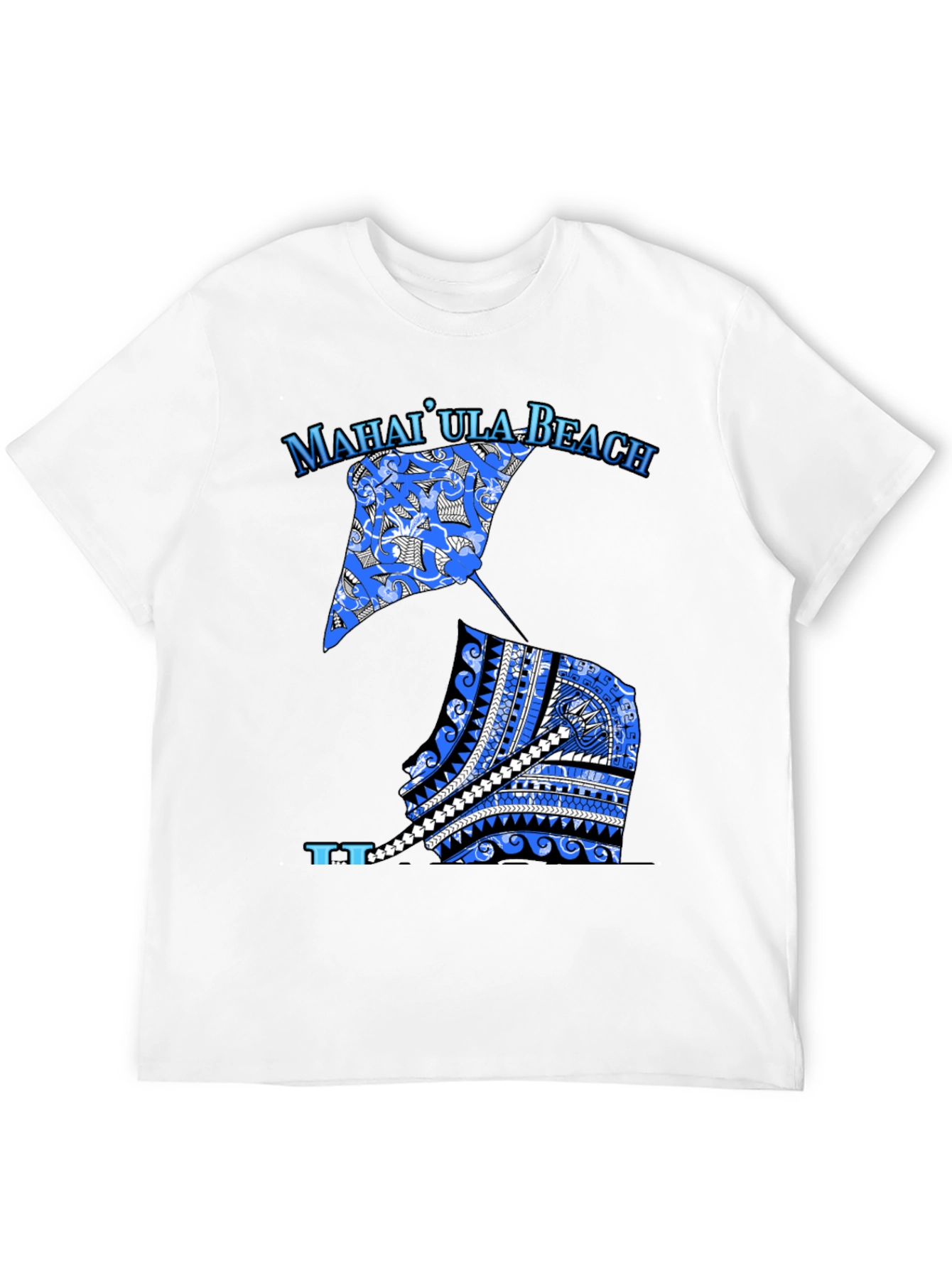 MahaiUla Beach Graphic Tee - Black Cotton T-Shirt