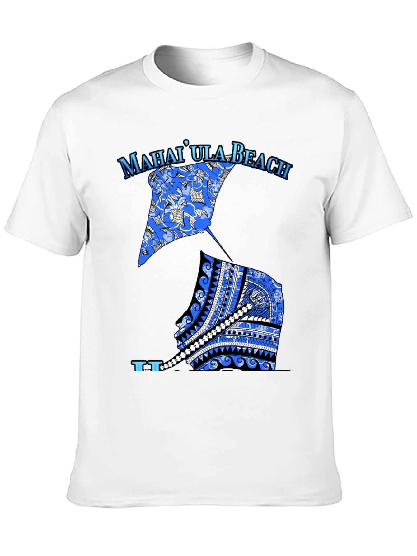 MahaiUla Beach Graphic Tee - Black Cotton T-Shirt