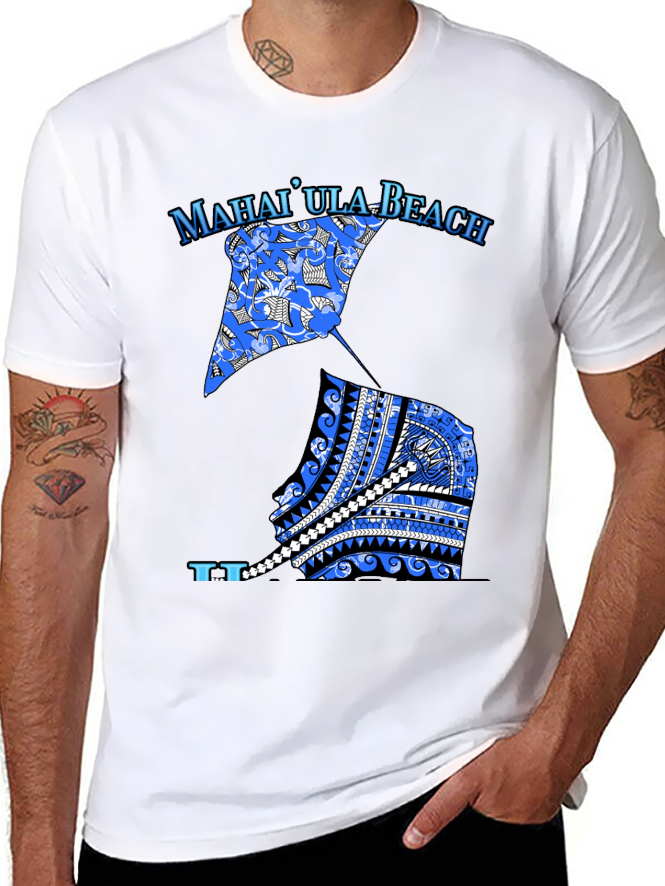 MahaiUla Beach Graphic Tee - Black Cotton T-Shirt