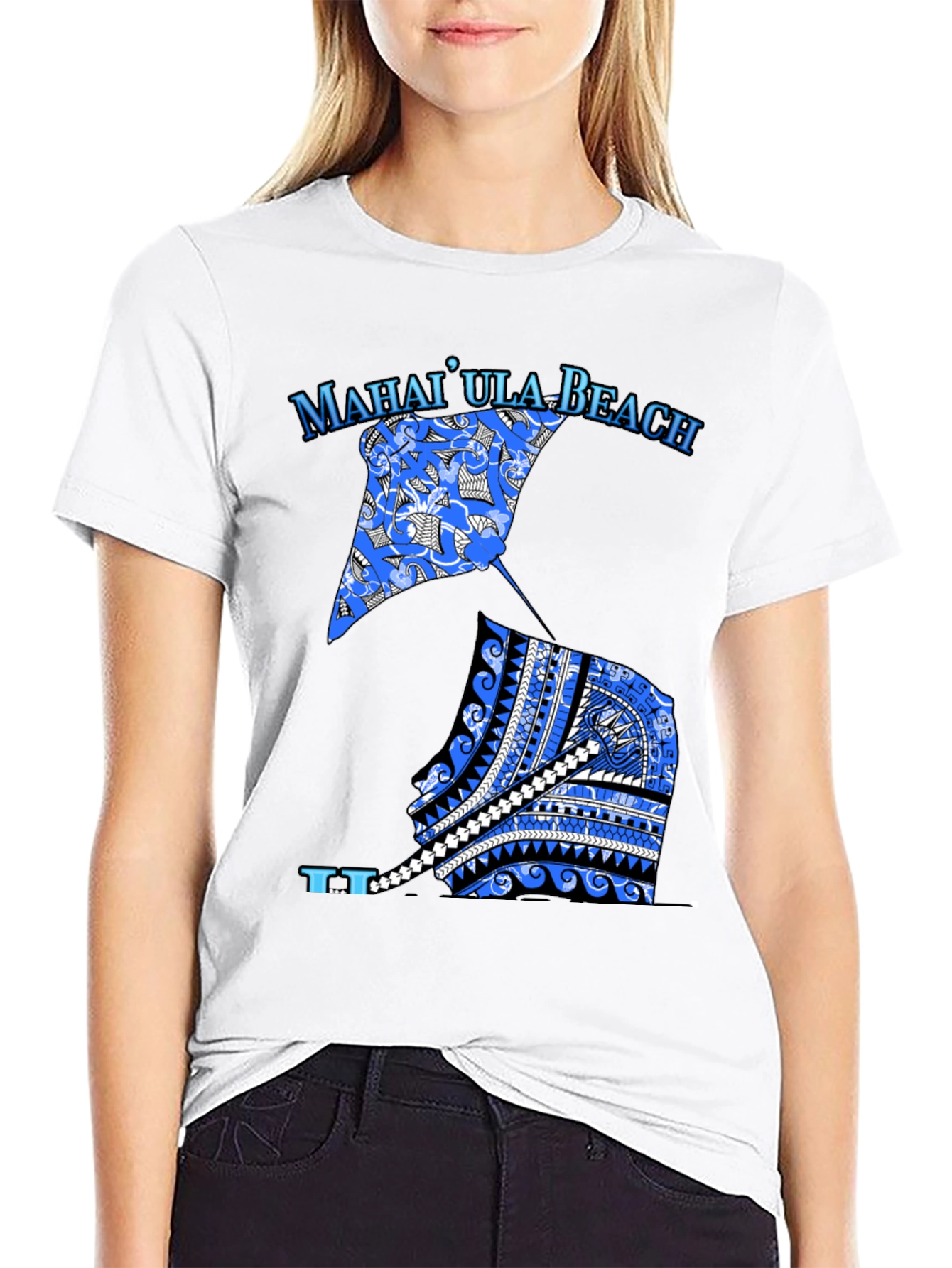 MahaiUla Beach Graphic Tee - Black Cotton T-Shirt