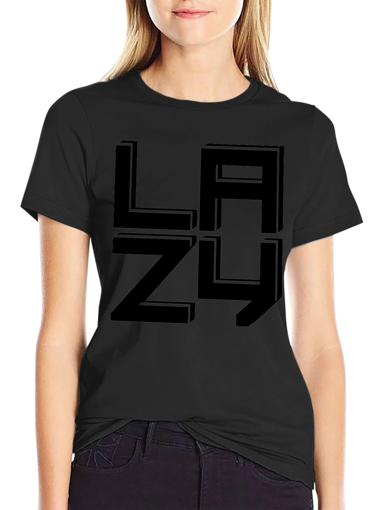 LAZY Graphic Print Black T-Shirt - Casual Comfort