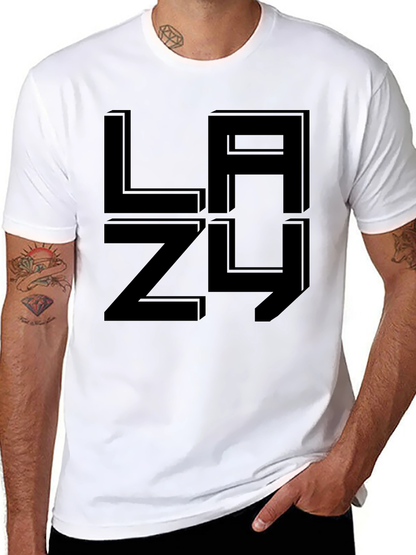 LAZY Graphic Print Black T-Shirt - Casual Comfort