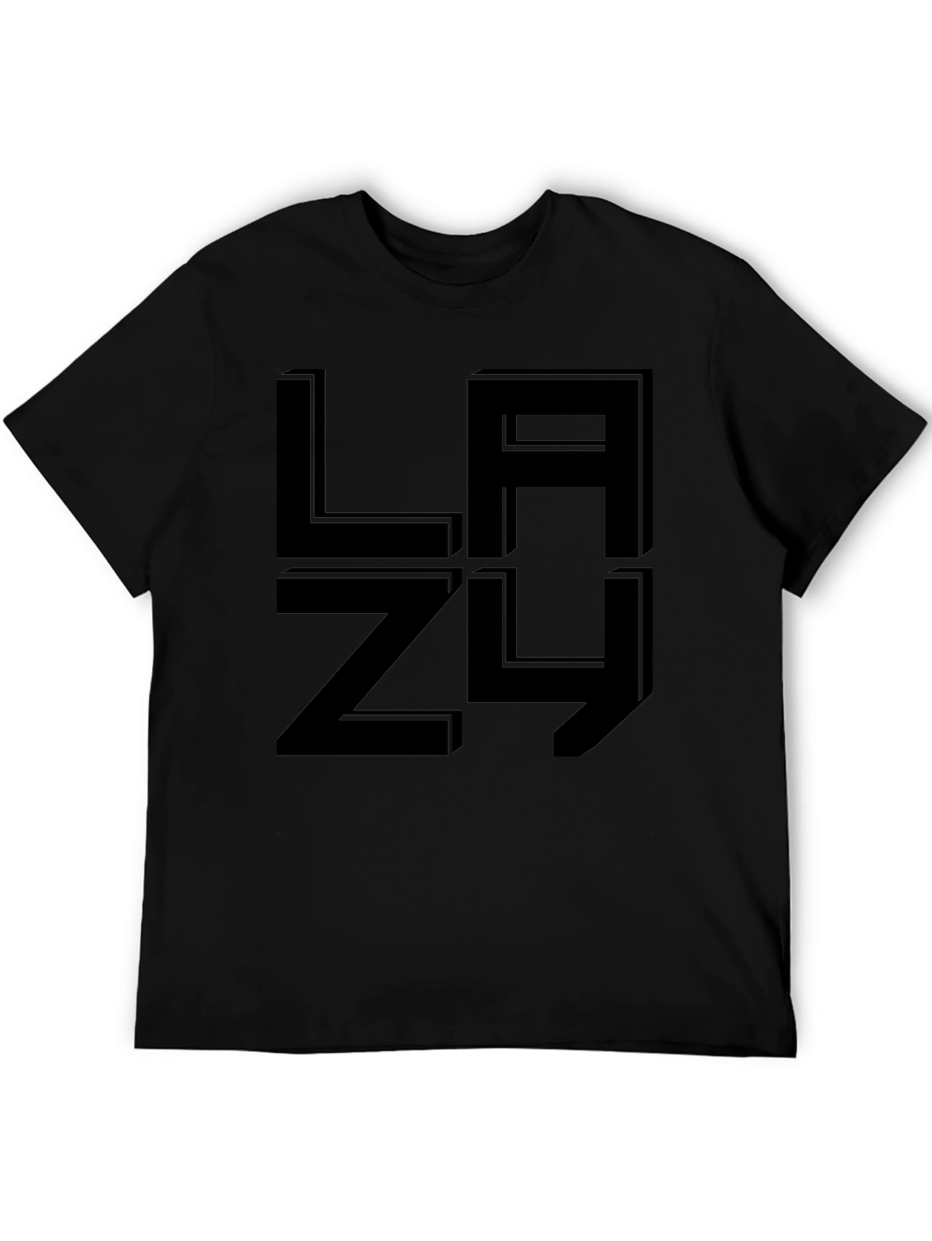 LAZY Graphic Print Black T-Shirt - Casual Comfort