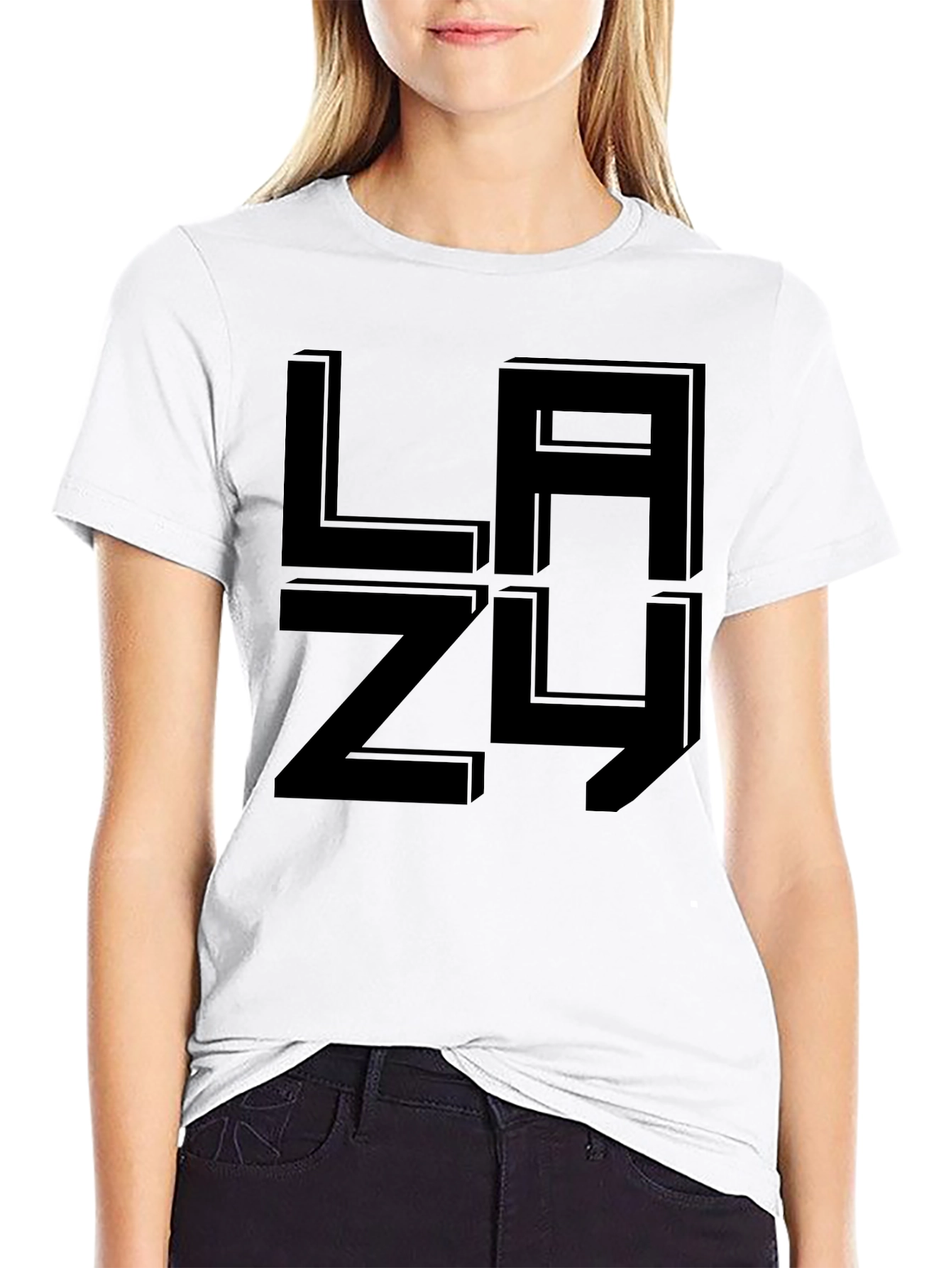 LAZY Graphic Print Black T-Shirt - Casual Comfort